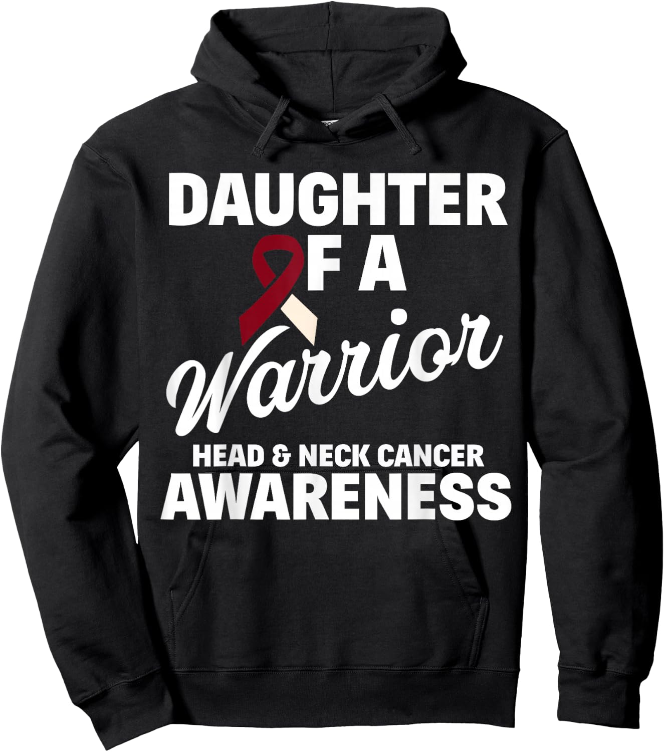 Oral Head & Neck Cancer Awareness Support Apparel Oral Head & Neck Cancer Awareness Daughter Of A Warrior Women's Classic Fit Black Small Hoodie - Hoodie | Black