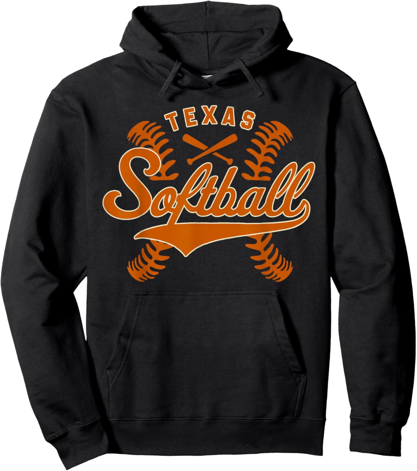 Texas Softball Vintage Kids Team Retro Softball Fan Hoodie - Hoodie | Black