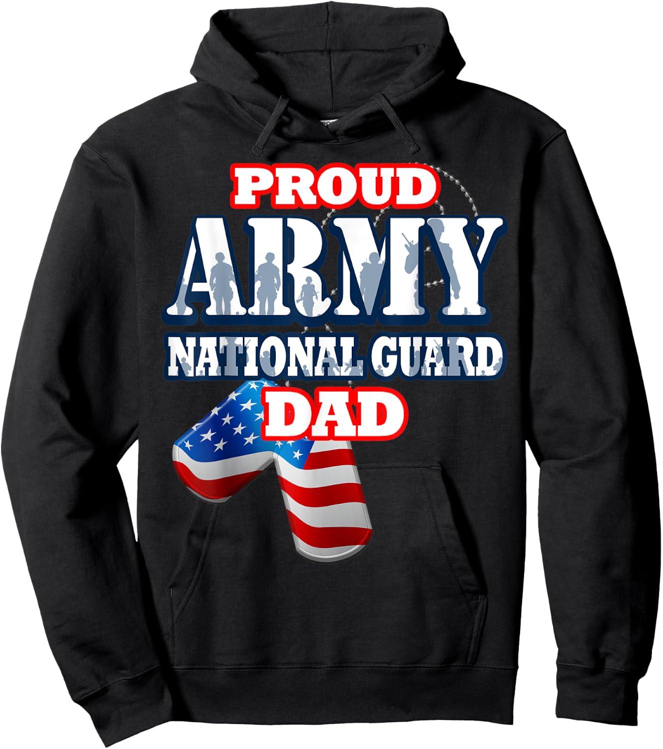 USA Proud Army National Guard Dad Fathers Day Shirt Hoodie - Hoodie | Black