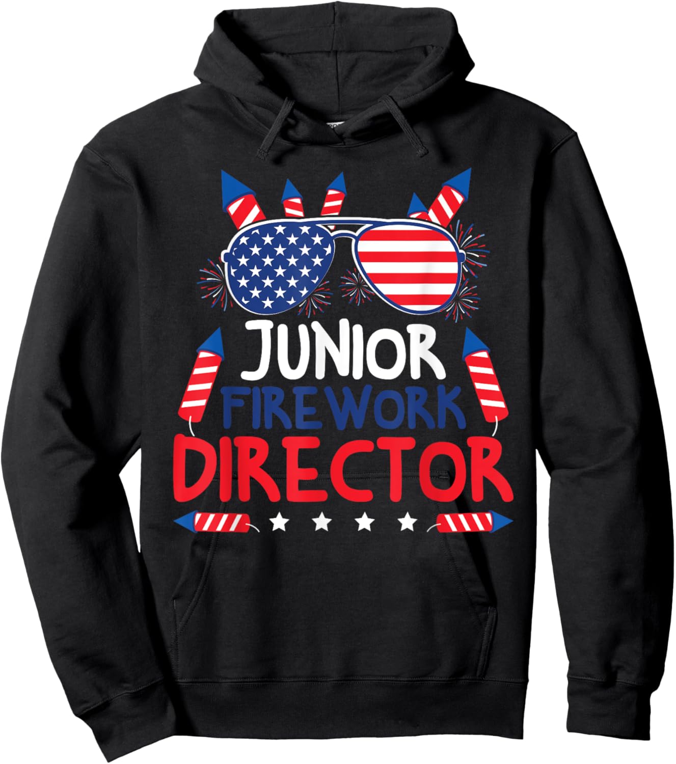 4th Of July Kids Junior Firework Director American Hoodie - Hoodie | Black