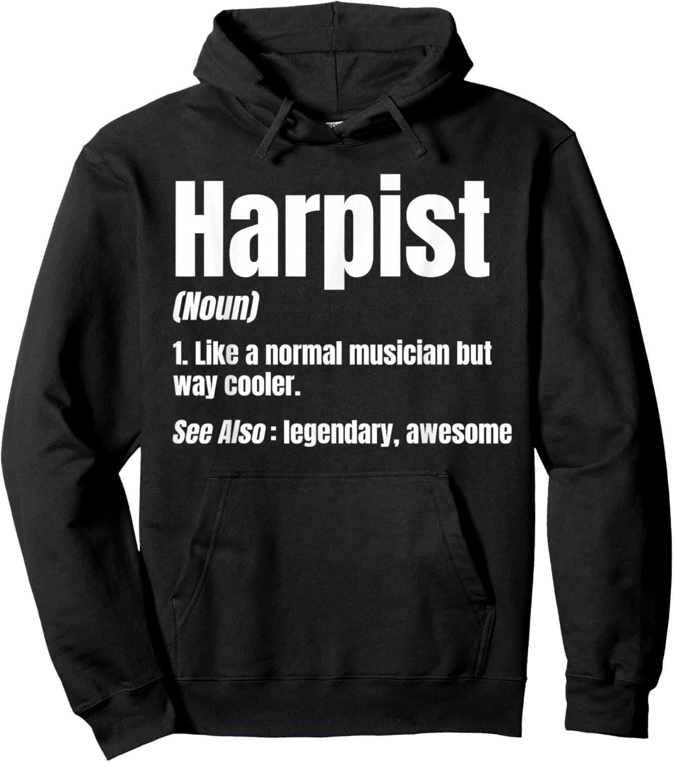 Harp Player Noun Harpist Musician Stringed Instrument Music Hoodie - Hoodie | Black