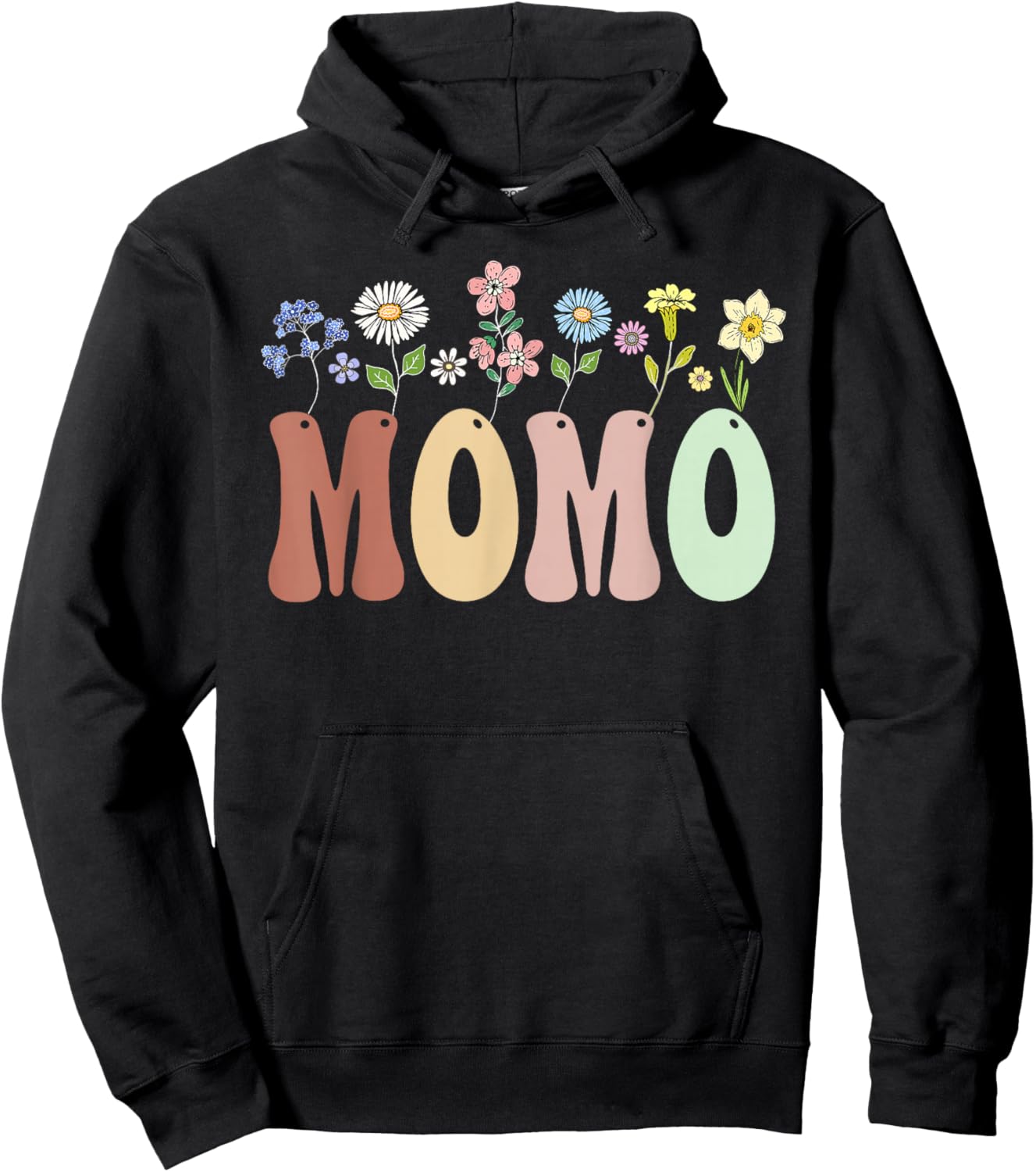 Momo Gifts Women Wildflower Floral Design Momo Hoodie - Hoodie | Black