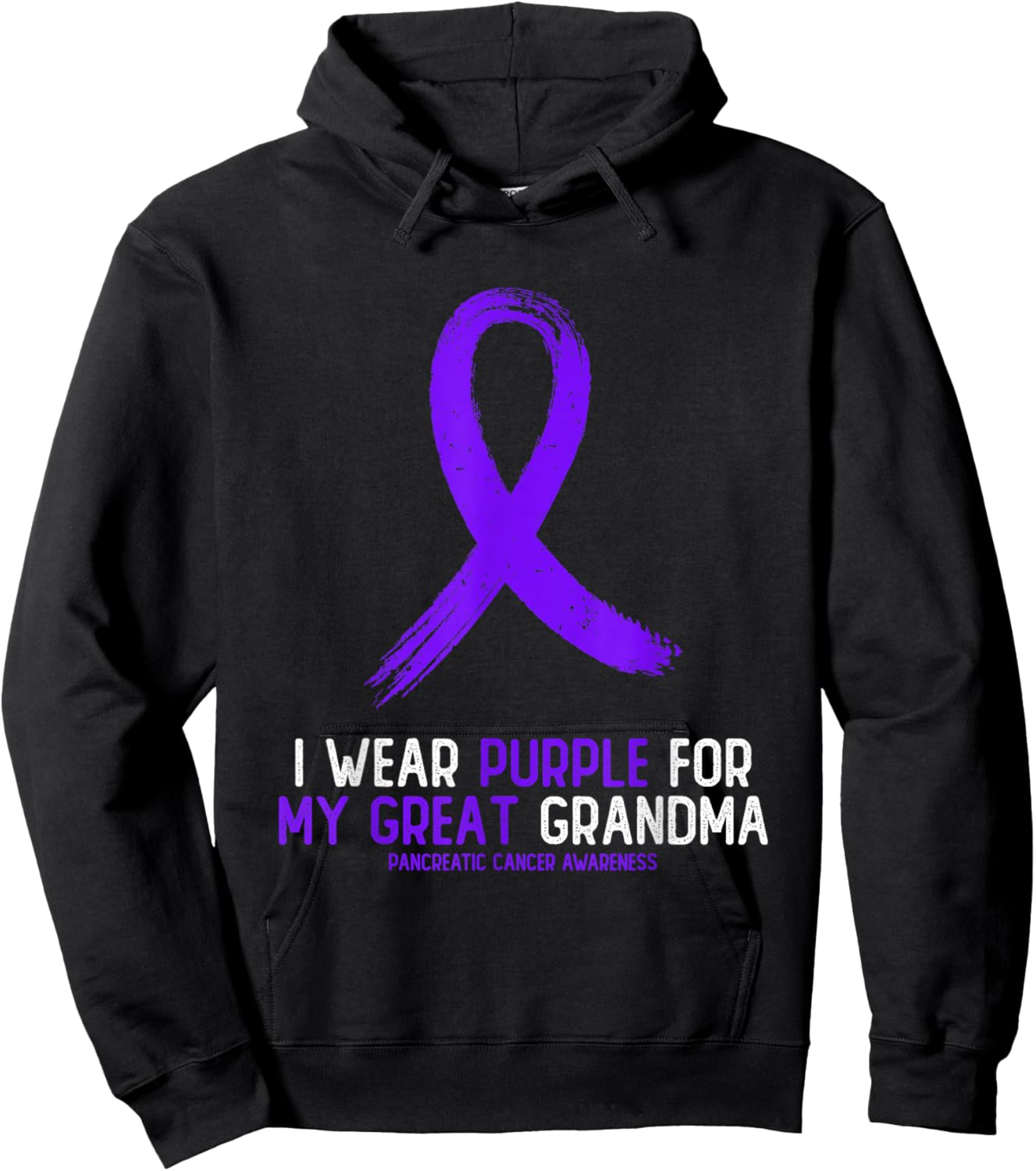 I Wear Purple For My Great Grandma Pancreatic Cancer Hoodie - Hoodie | Black