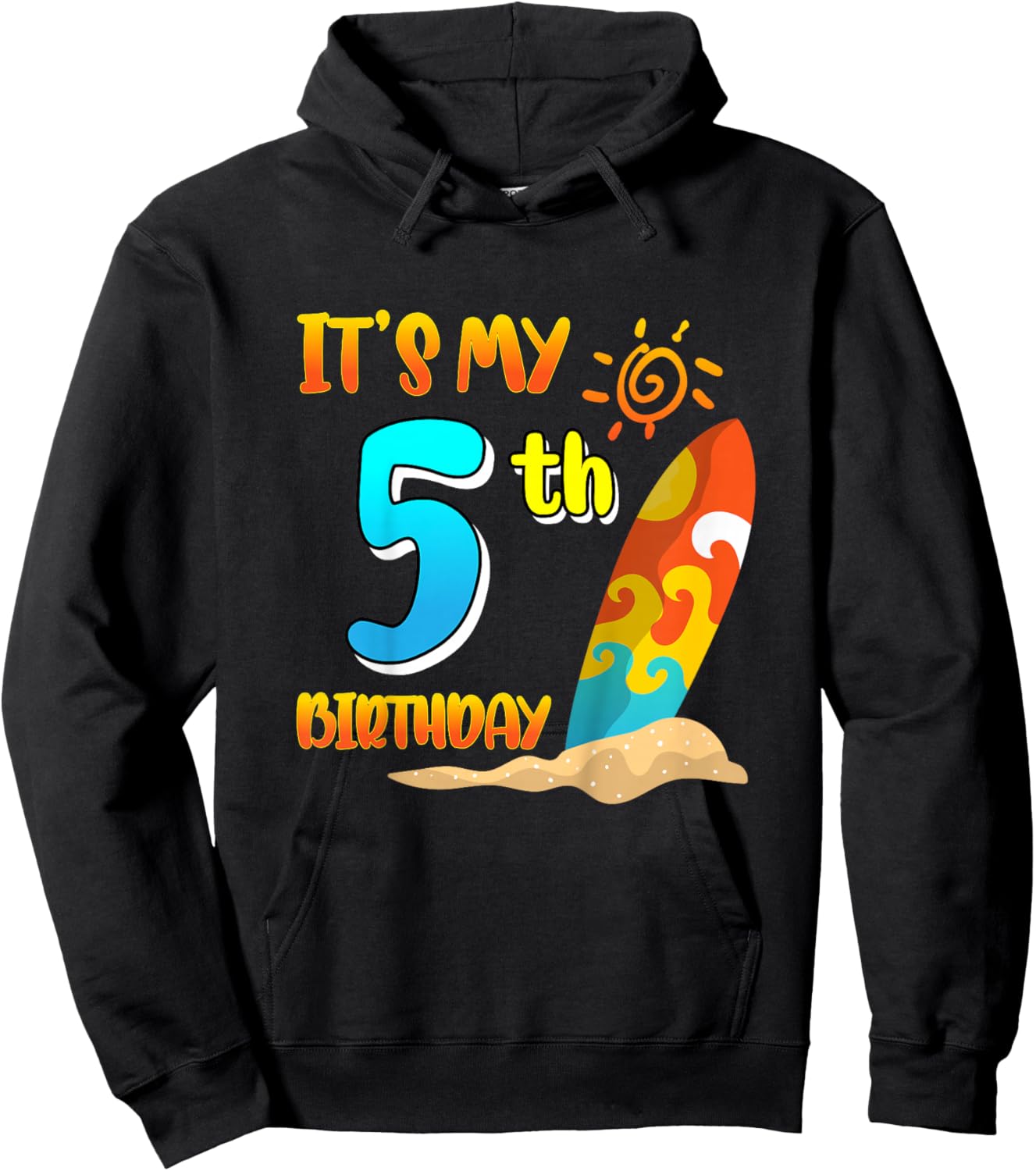 It's My 5th Birthday Surfing Beach Pool Party 5 Years Old Hoodie - Hoodie | Black