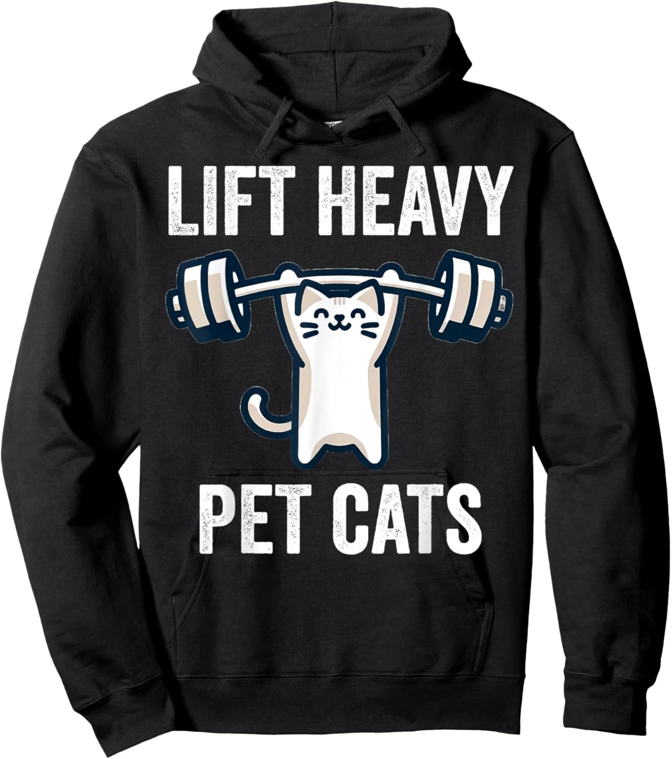 Lift Heavy Pet Cats Funny Gym Workout Weight Lifter Hoodie - Hoodie | Black