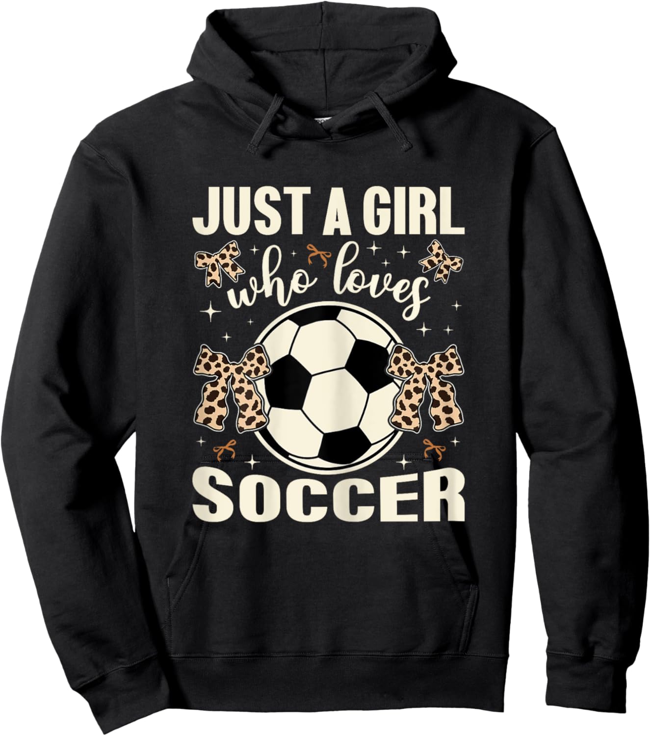 Just A Girl Who Loves Soccer Cheetah Print Kids Girls Soccer Hoodie - Hoodie | Black