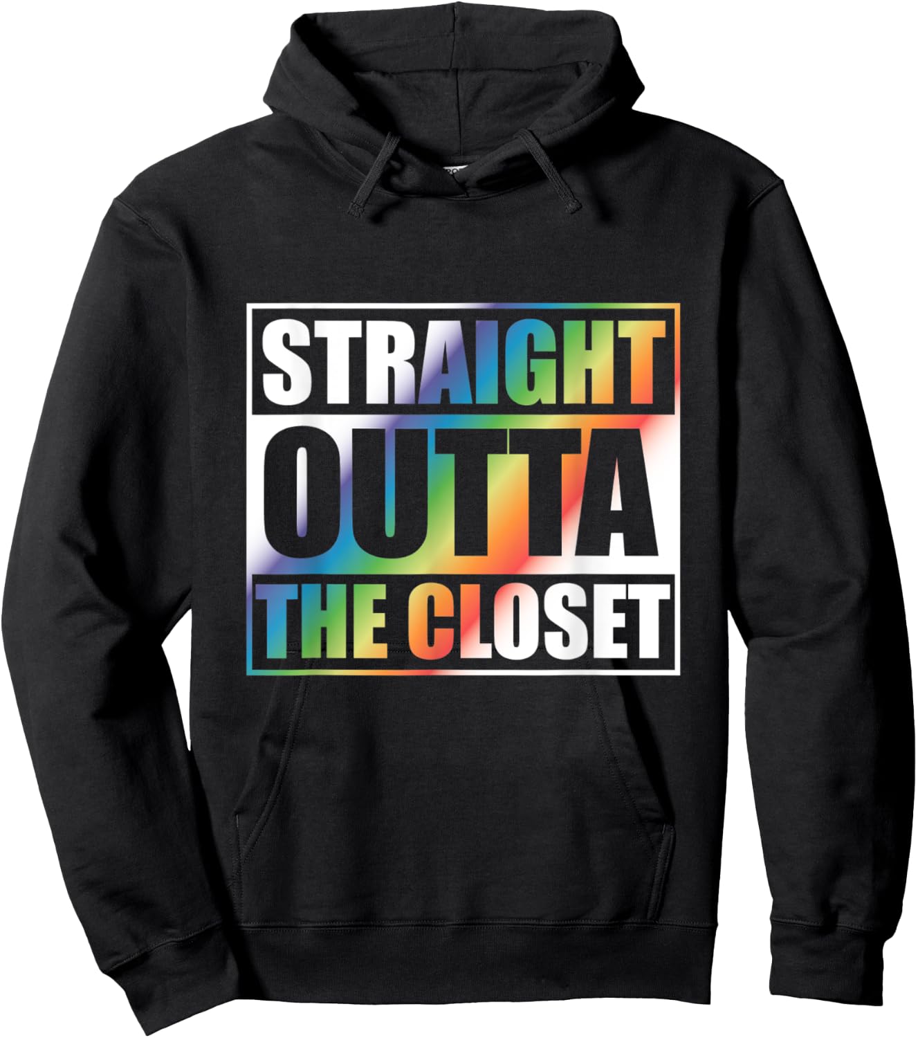Straight Outta the Closet with Rainbow Shirt for Coming Out Hoodie - Hoodie | Black