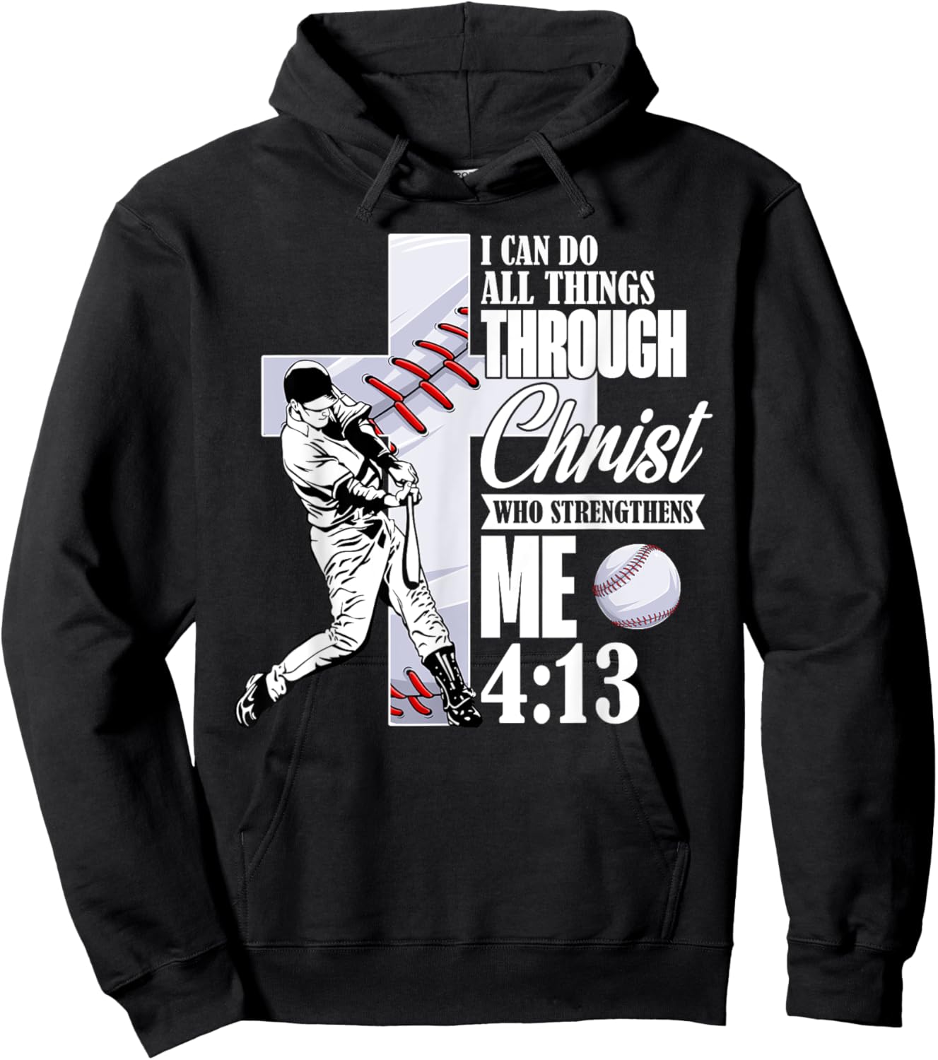 Vintage I Can Do All Things Through Christ Baseball Player Hoodie - Hoodie | Black