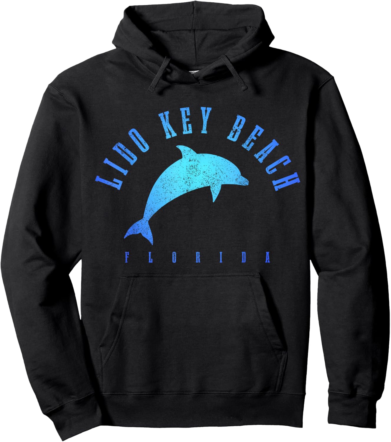 Lido Key Beach Florida FL Vintage Dolphin Holiday Hoodie - Hoodie | Black