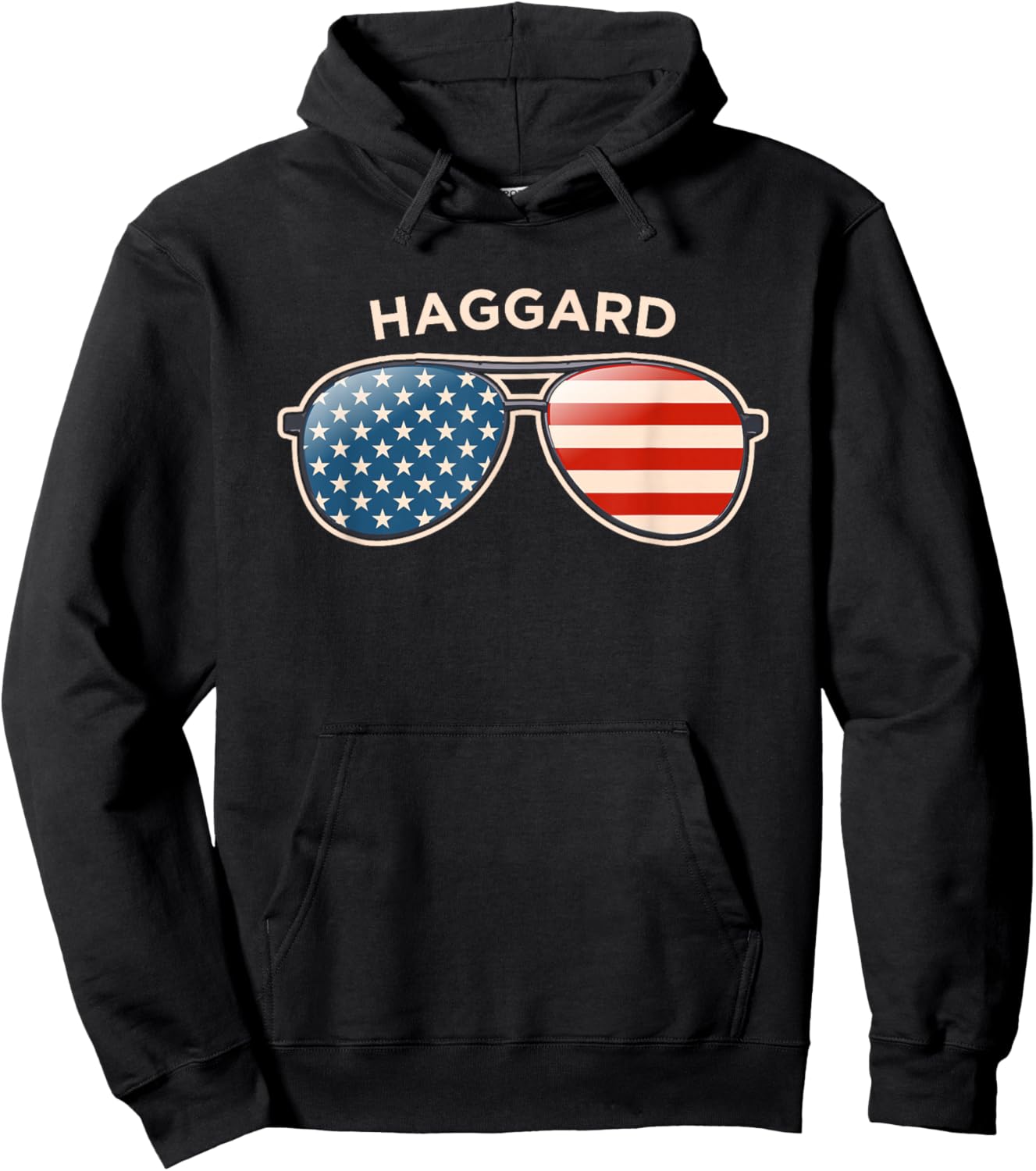 Haggard, KS Vintage US Flag Sunglasses Hoodie - Hoodie | Black