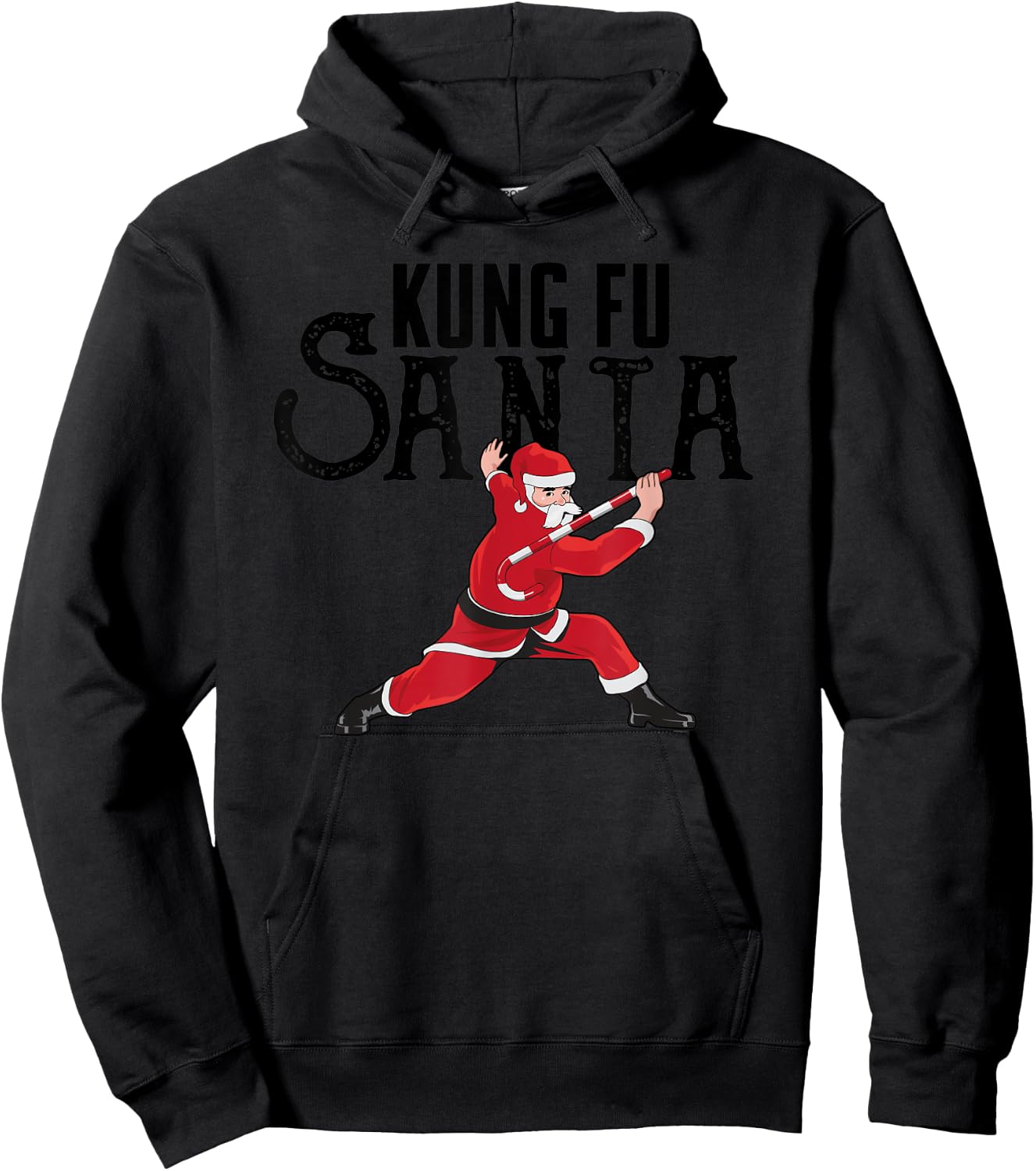 Kung Fu Santa Funny Silly Christmas Joke Gift KungFu Teacher Women Kids Hoodie - Hoodie | Black