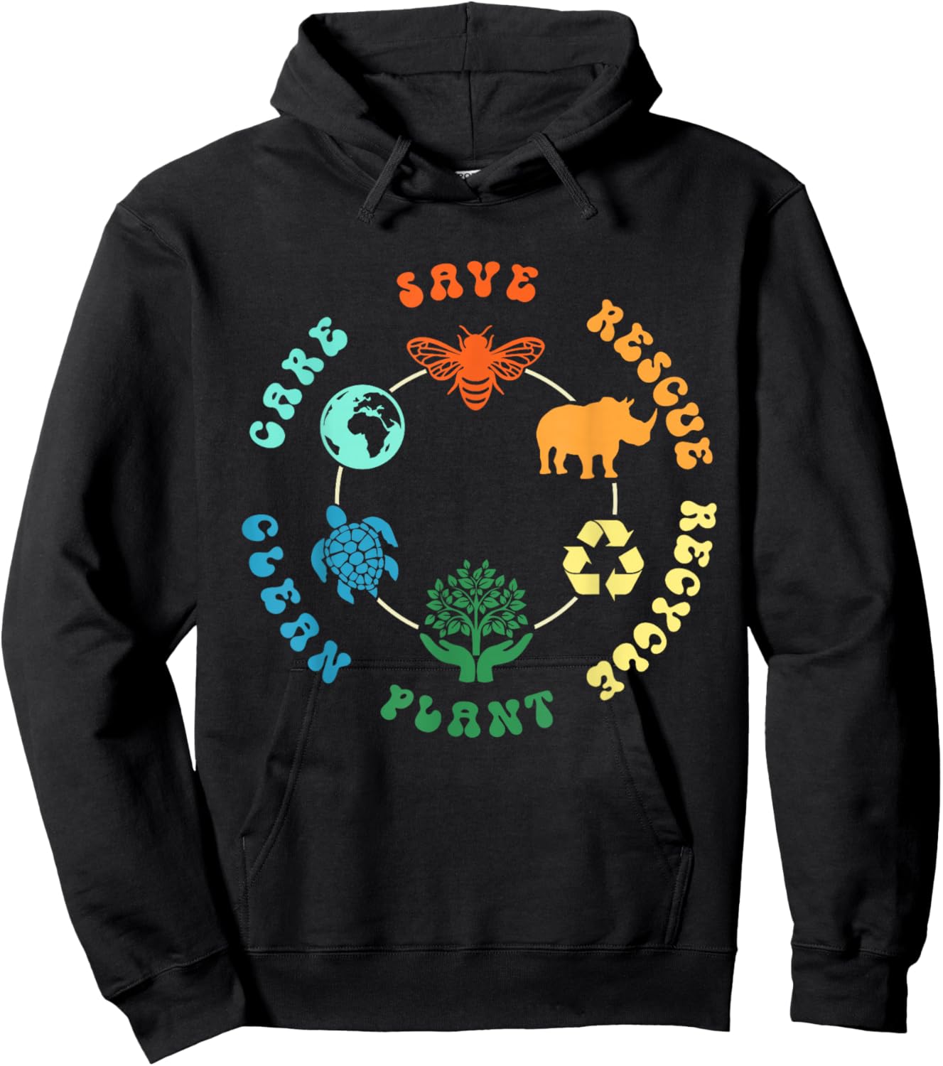 Save Bees Rescue Animals Recycle Plastic Earth Day 2025 Hoodie - Hoodie | Black