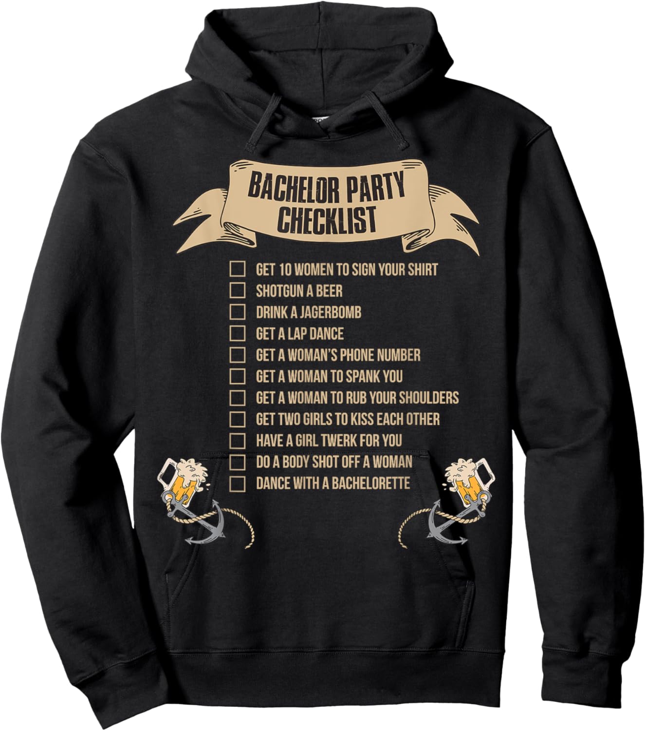 Bachelor Party Checklist Hoodie - Hoodie | Black