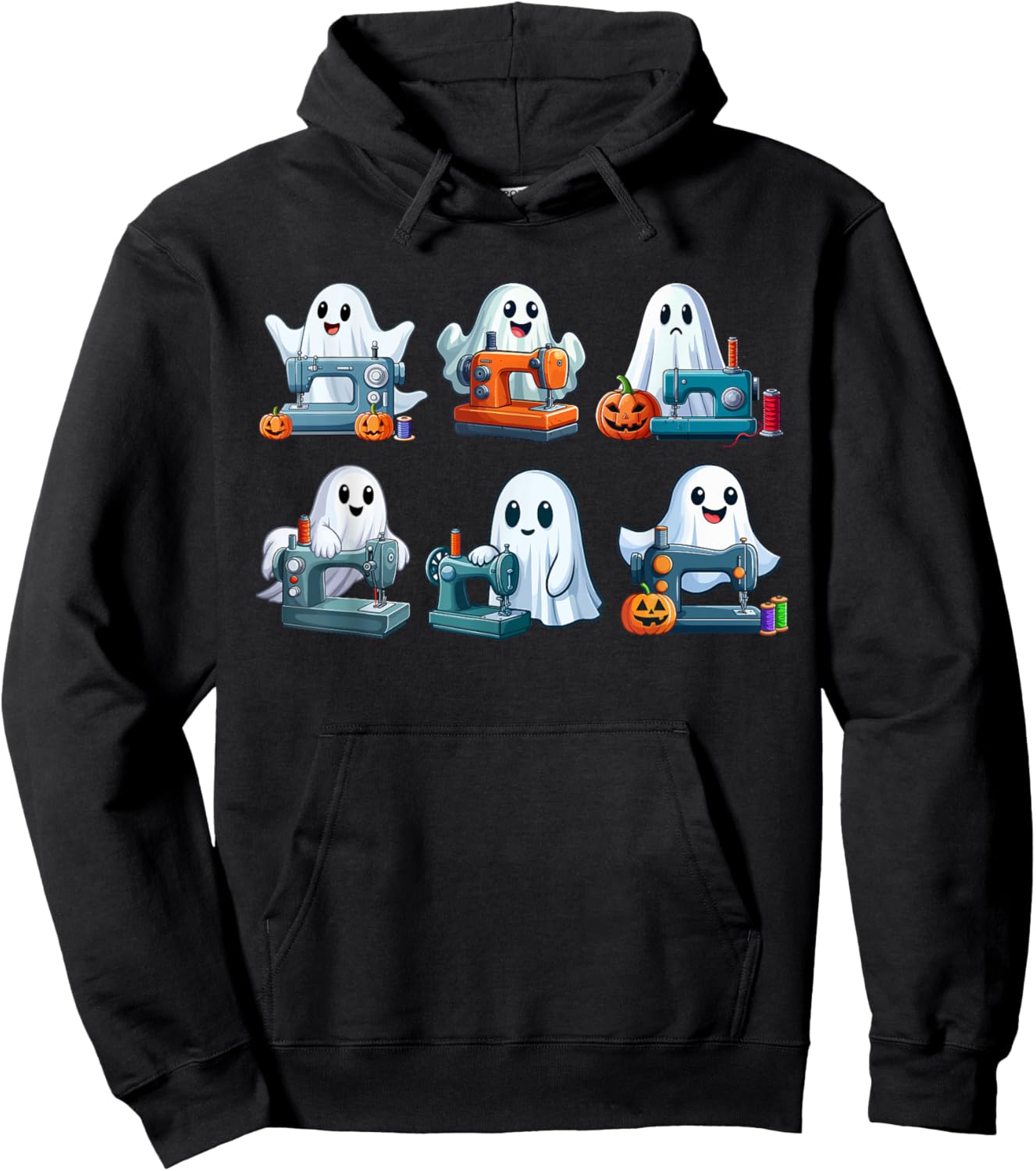 Group Boo Ghosts Sewing Tailor Tools Halloween Job Team Hoodie - Hoodie | Black