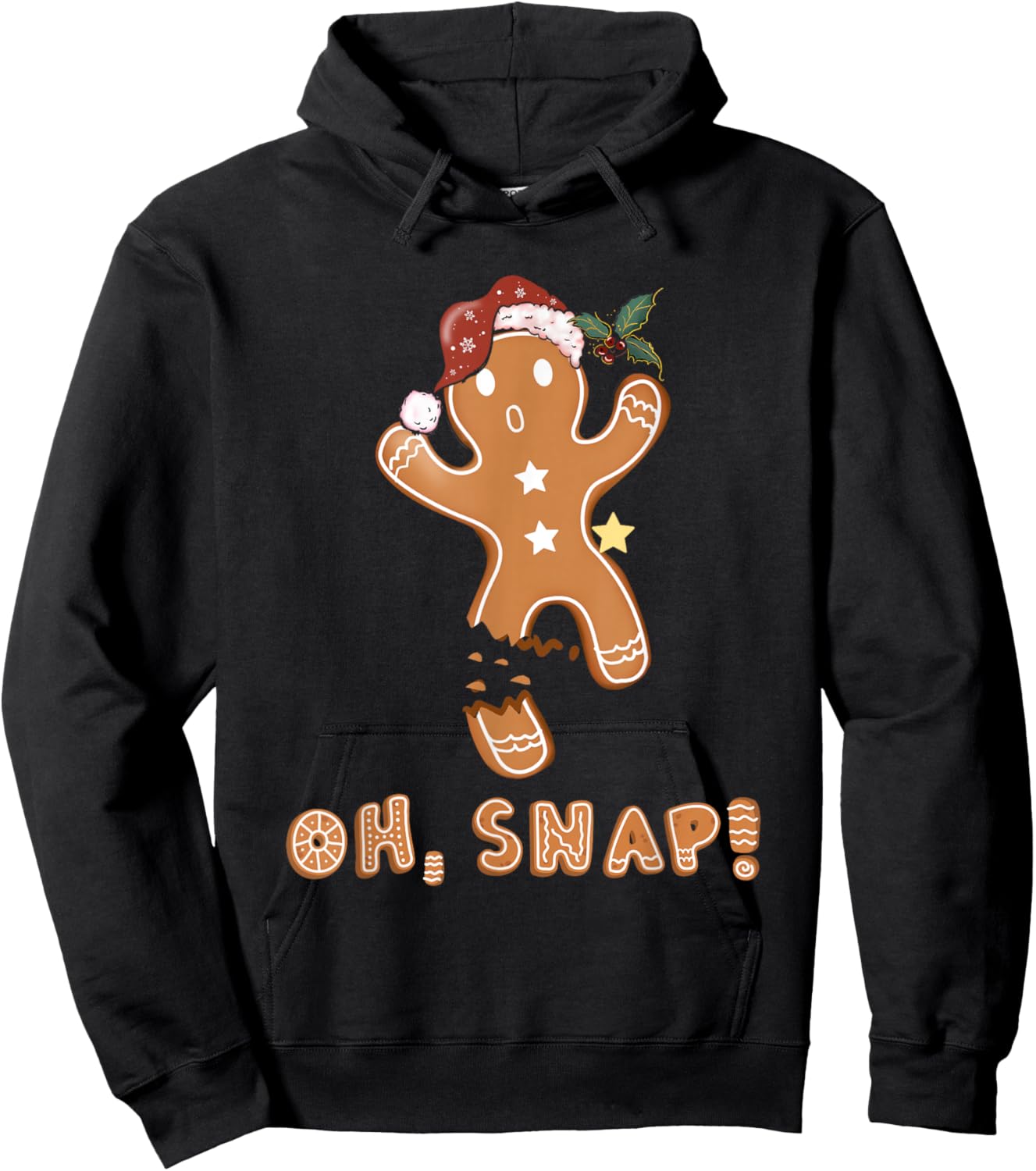 Oh Snap Gingerbread Man Cookie Broken Leg Christmas Hoodie - Hoodie | Black