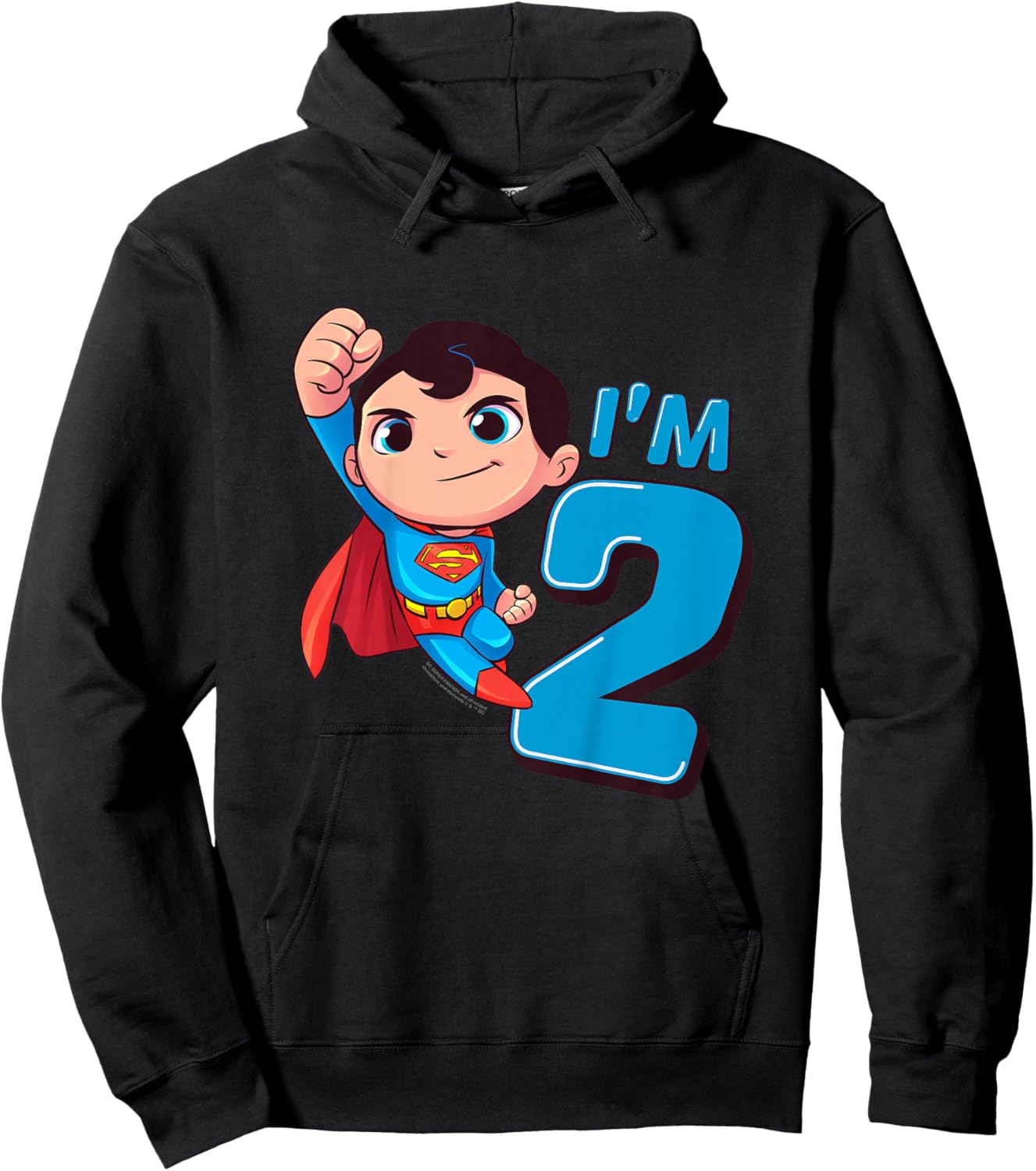Kids Superman 2nd Birthday Cute I'm 2 Hoodie - Hoodie | Black