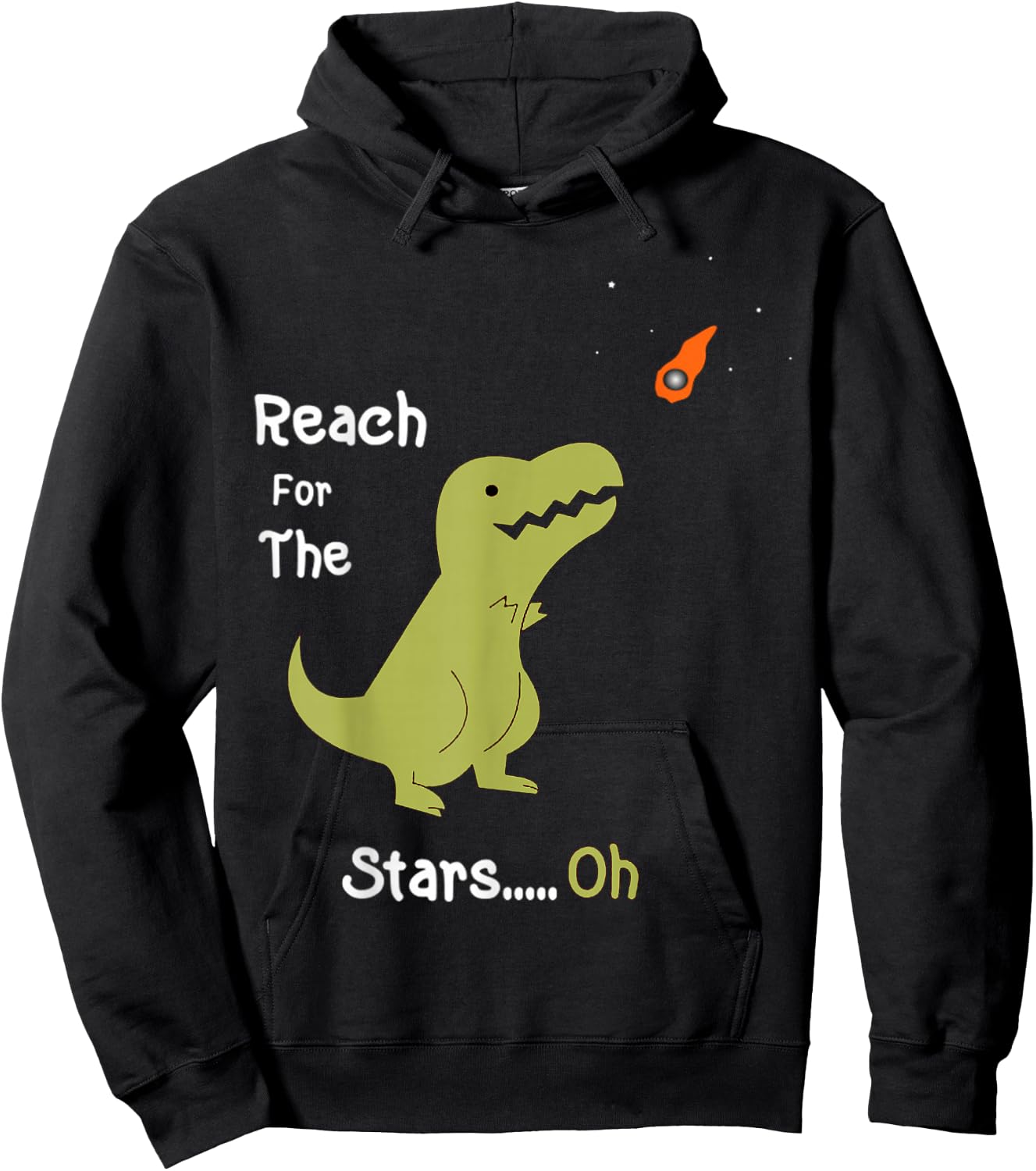 T-Rex Reach For The Stars Oh Dinosaur Dino Cool Cute Funny Hoodie - Hoodie | Black