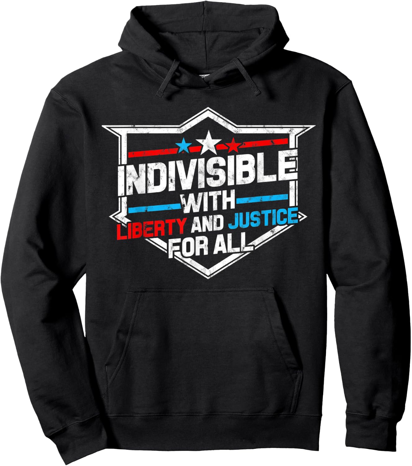 Indivisible with Liberty and Justice for All - Patriotic Women Men Hoodie - Hoodie | Black