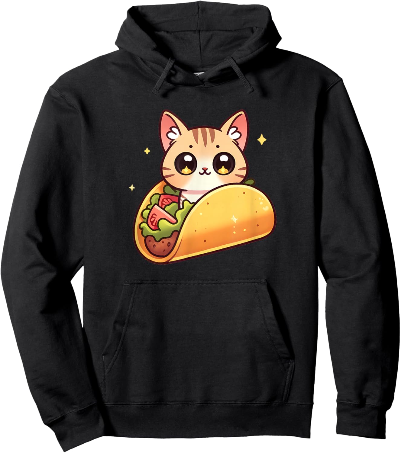 Cute Taco Cat Funny Kawaii Food Hoodie - Hoodie | Black