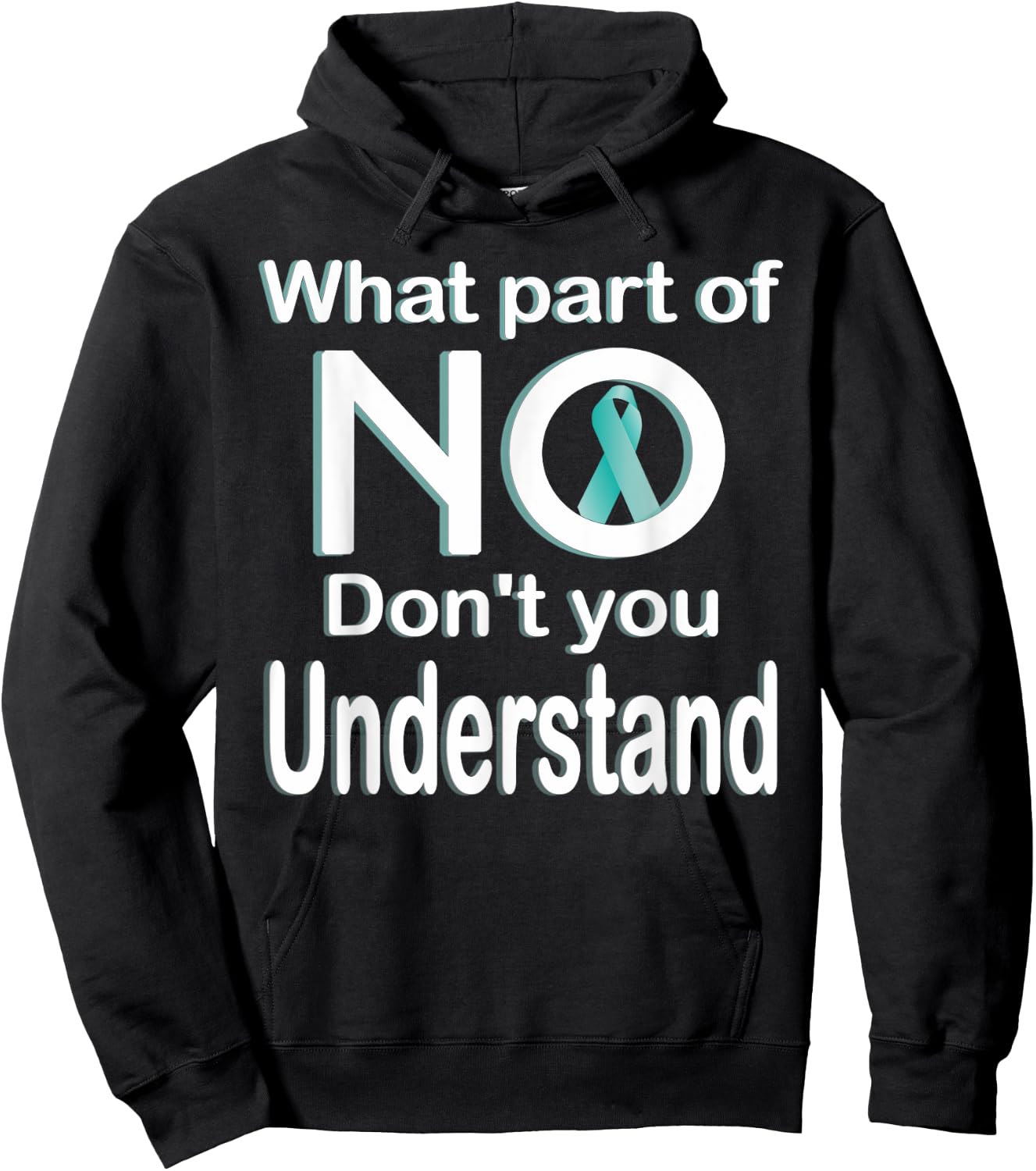 Sexual Assault Awareness Month Teal Ribbon Hoodie - Hoodie | Black