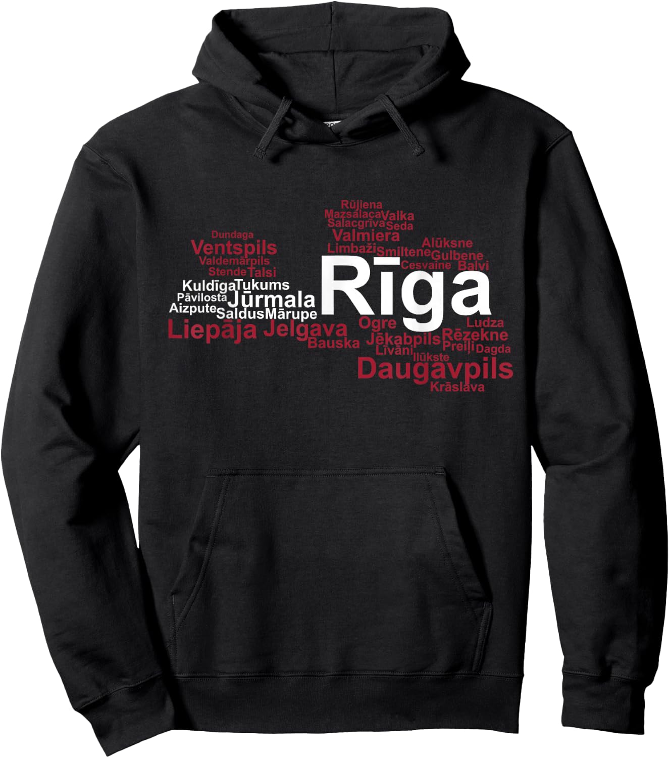 Latvia Flag Towns, Latvia Pride, Latvia Outline, Latvia Hoodie - Hoodie | Black