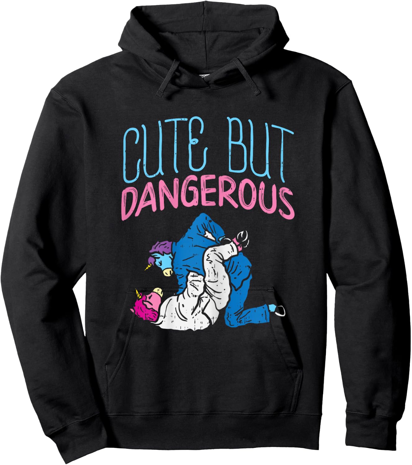 BoredKoalas Cute But Dangerous Jiu Jitsu Unicorn Funny Martial Arts Gift - Women's Black X-Small Modern Cartoon Hoodie - Hoodie | Black