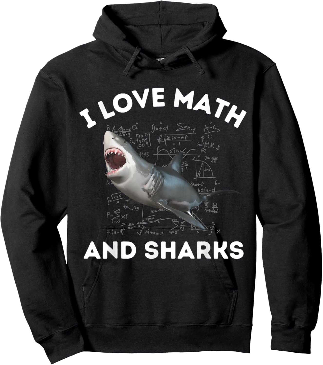 I Love Math and Sharks Shark Lover Algebra Teacher STEM Women Kids Hoodie - Hoodie | Black