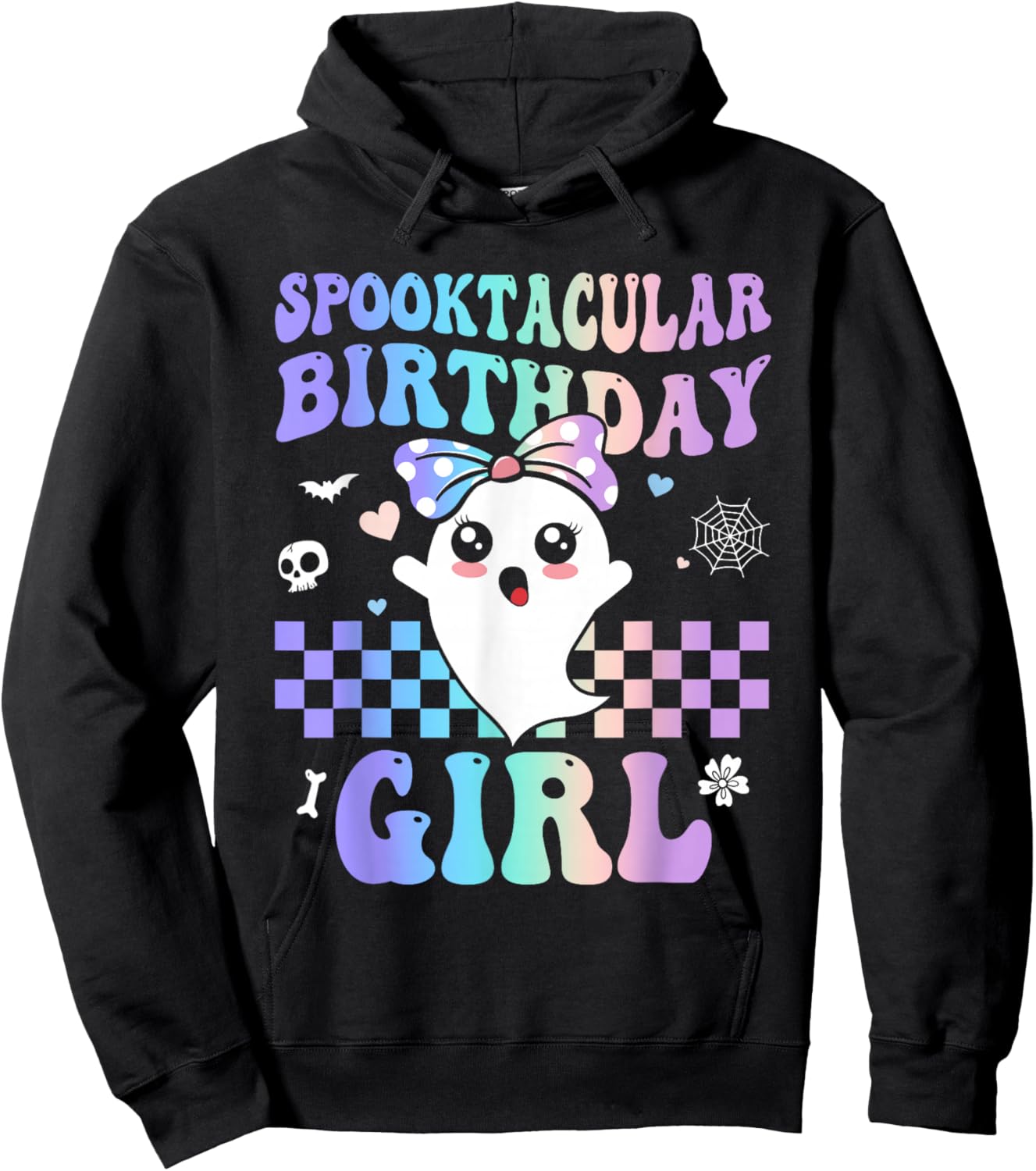 Spooktacular Birthday Cute Ghost Halloween Birthday Kid Girl Hoodie - Hoodie | Black