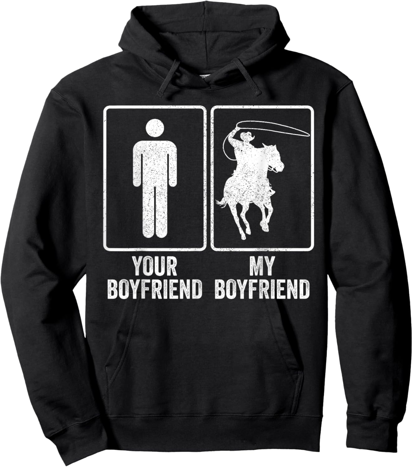 Funny Cowboy My Boyfriend Rodeo Relationship Joke Hoodie - Hoodie | Black