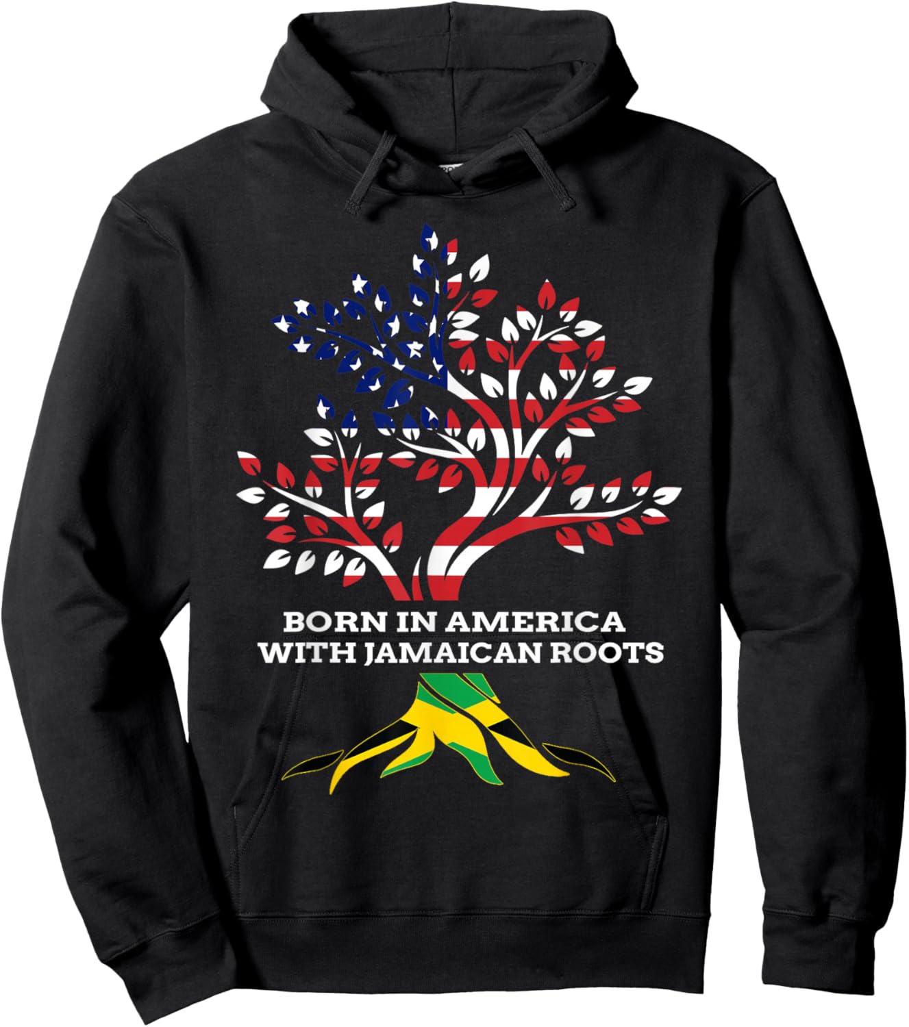 Born in America with Jamaican Roots, Jamaica Heritage Hoodie - Hoodie | Black