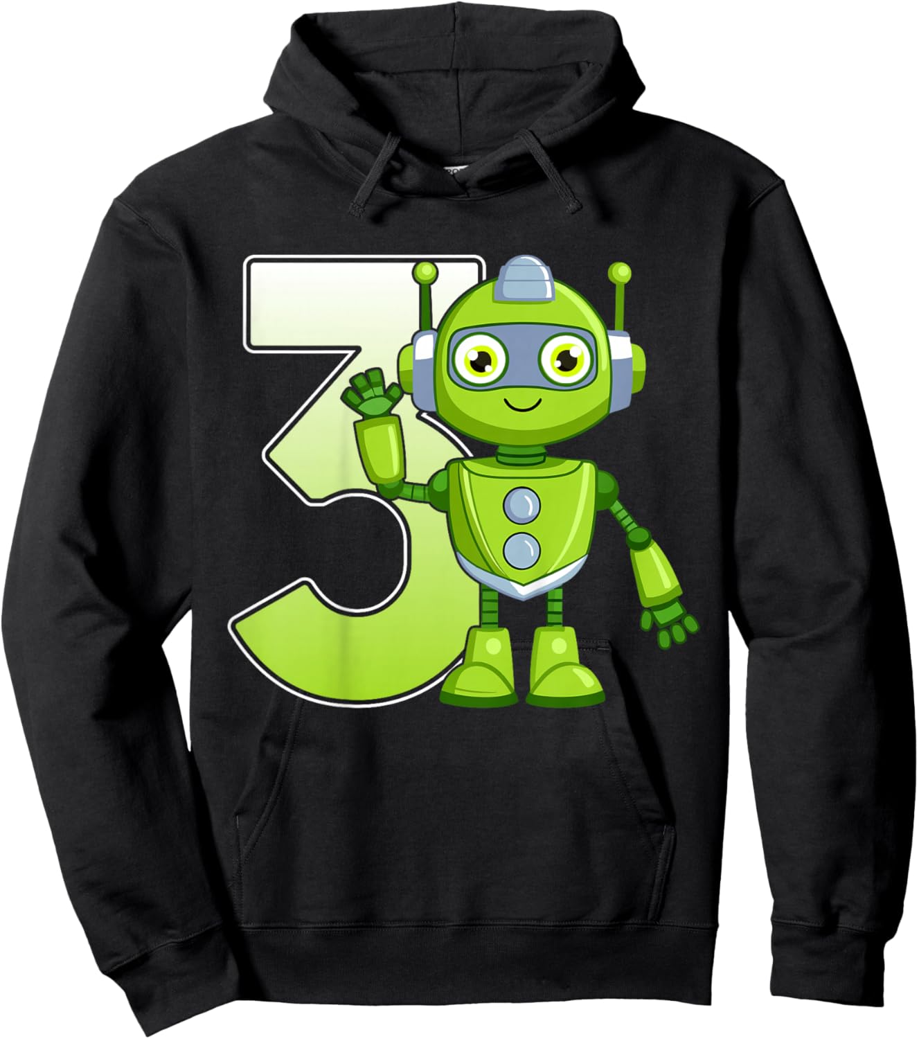 Kids 3 Years Old Robot Robotics 3rd Birthday Party Hoodie - Hoodie | Black