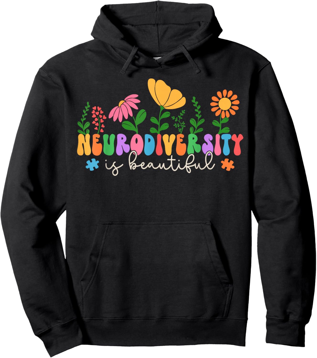 Neurodiversity is Beautiful Flower SPED AAC Autism Awareness Hoodie - Hoodie | Black