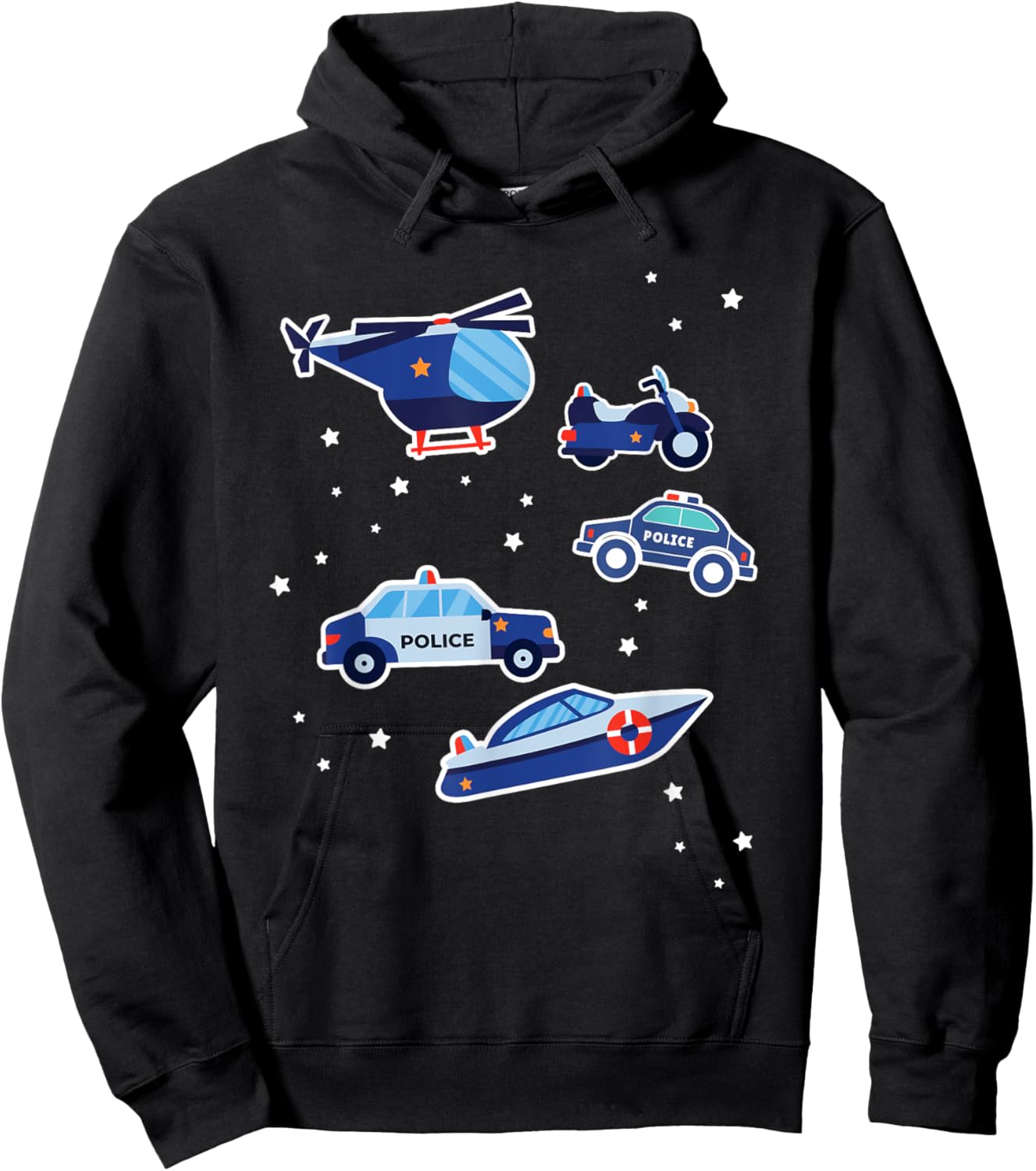 Police Cars Police Vehicles Kids Boys Toddler Cop Car Girls Hoodie - Hoodie | Black