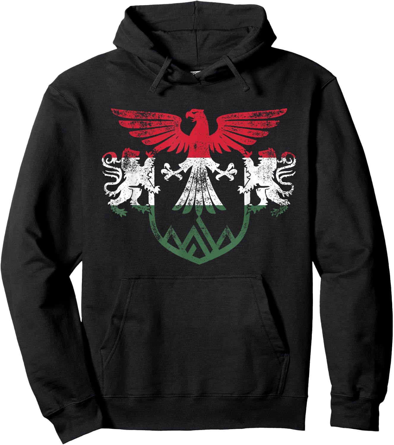 Hungary Lions and Eagle Symbol - Hungarian Flag Hoodie - Hoodie | Black