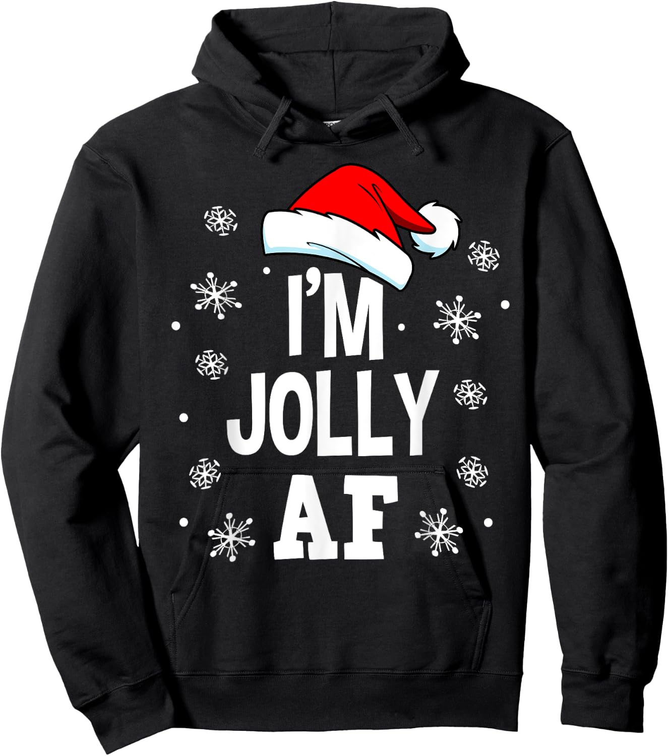 Funny Christmas I'm Jolly AF Fun Cute Santa Men Women Gift Hoodie - Hoodie | Black