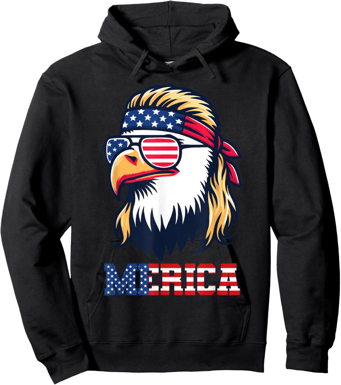 Merica Eagle Patriotic American Flag USA 4th of July Hoodie - Hoodie | Black
