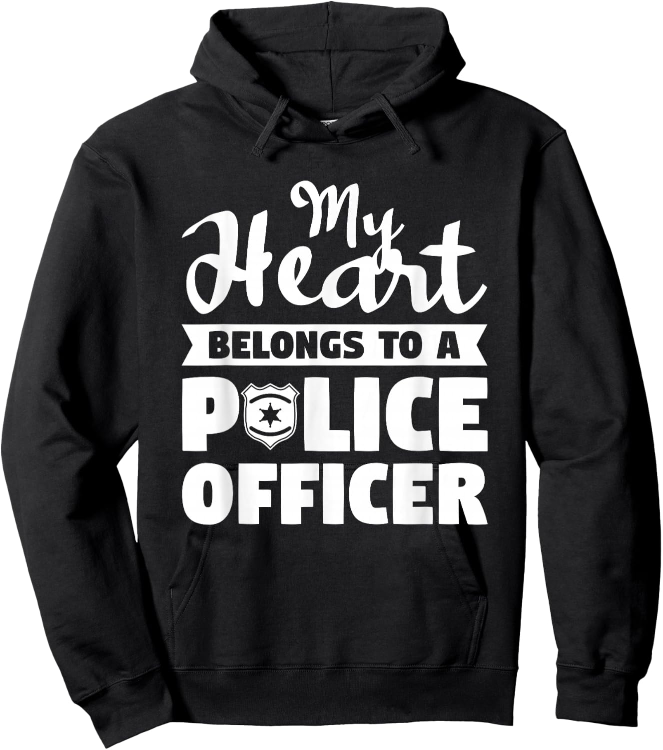 My Heart Belongs To A Police Officer Wife Husband Hoodie - Hoodie | Black