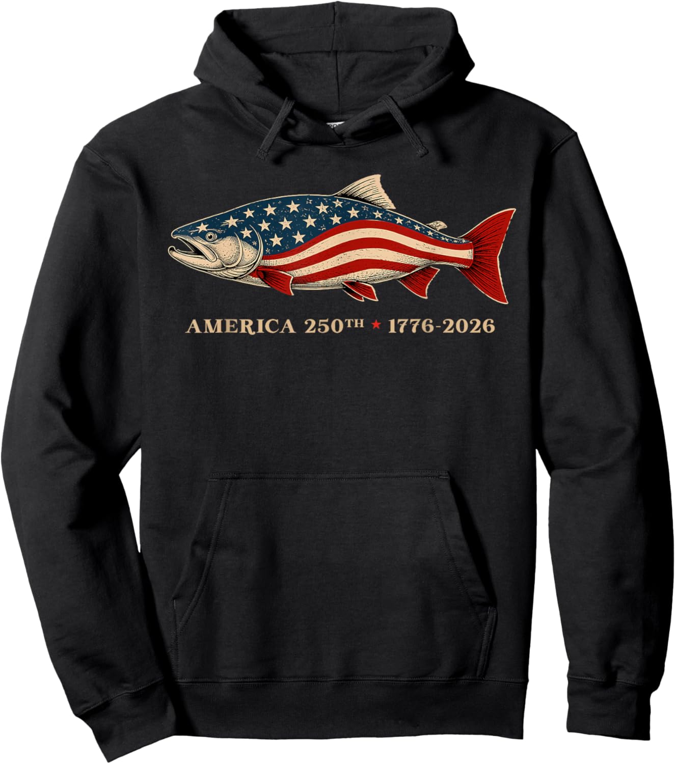 250th Anniversary USA Fishing American Flag 250 Years Fisher Hoodie - Hoodie | Black