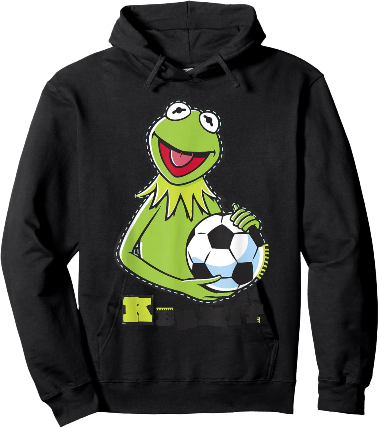 Disney The Muppets Kermit Soccer Ball Vintage Stencil Logo Hoodie - Hoodie | Black
