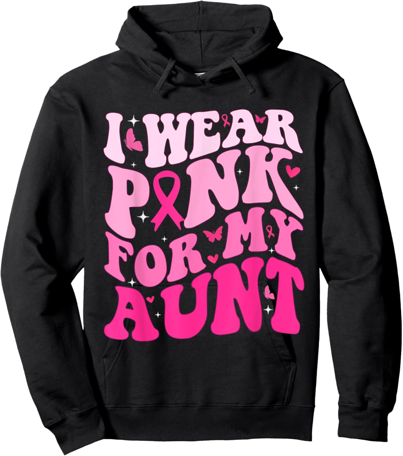 Breast Cancer For Groovy Era Wear Pink For My Aunt Hoodie - Hoodie | Black