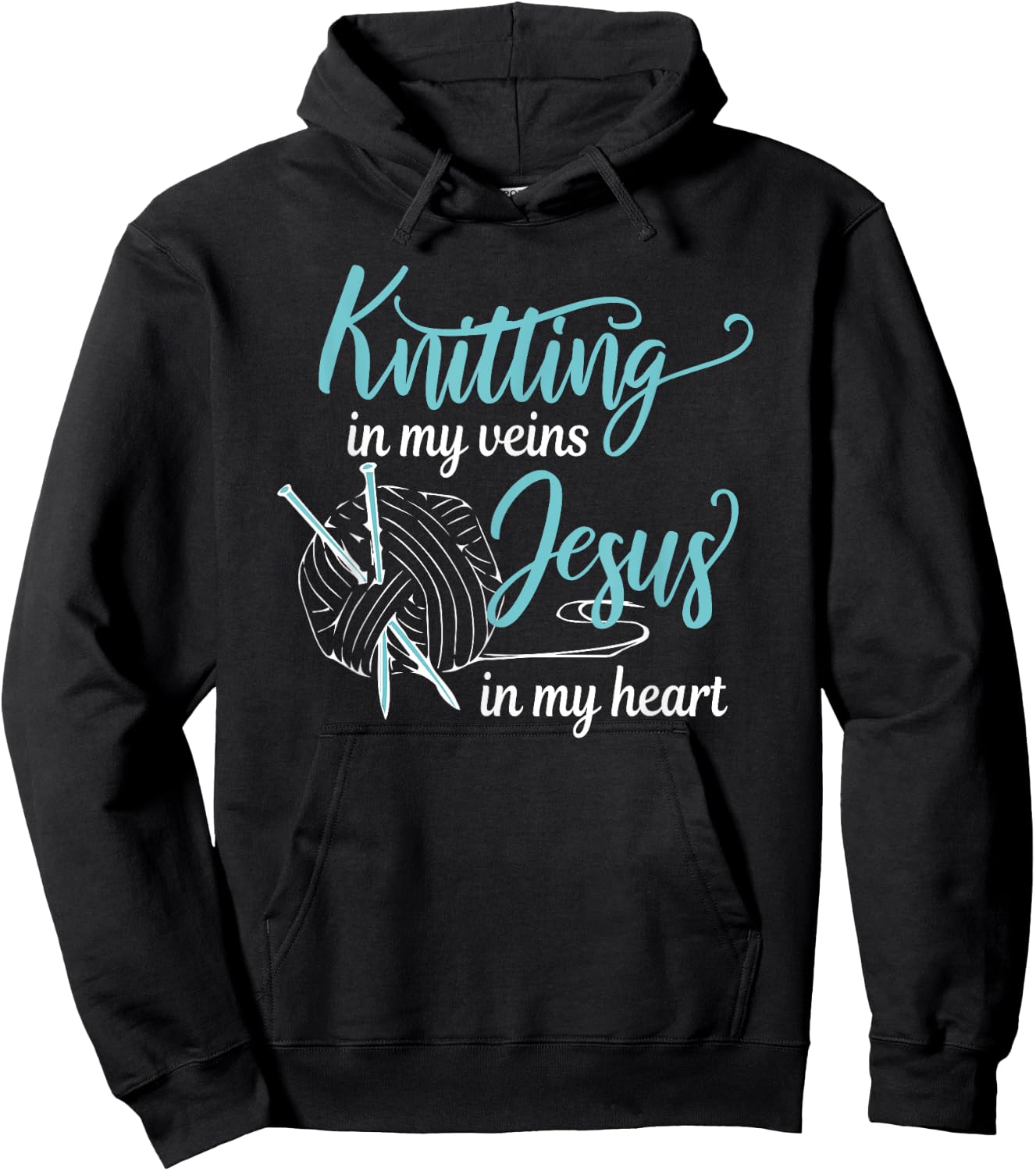 Knitting in my veins Jesus in my heart Christian Hobby Hoodie - Hoodie | Black