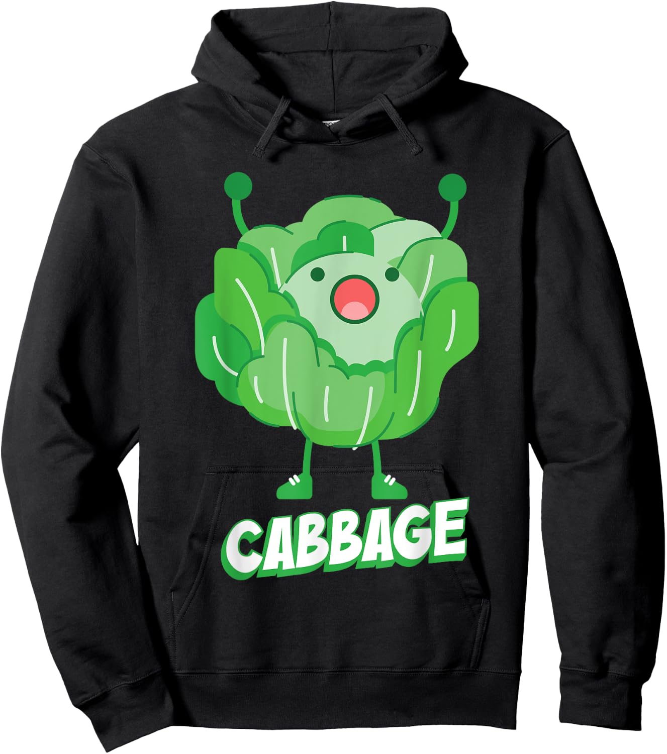 Funny Cabbage with Arms Healthy Vegetables Cabbage Hoodie - Hoodie | Black