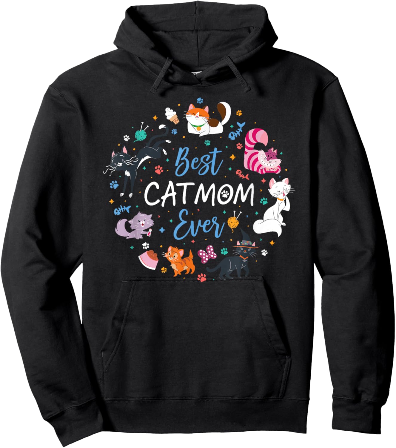 Disney Pet Parent Mother’s Day Disney Cats Best Cat Mom Ever Hoodie - Hoodie | Black