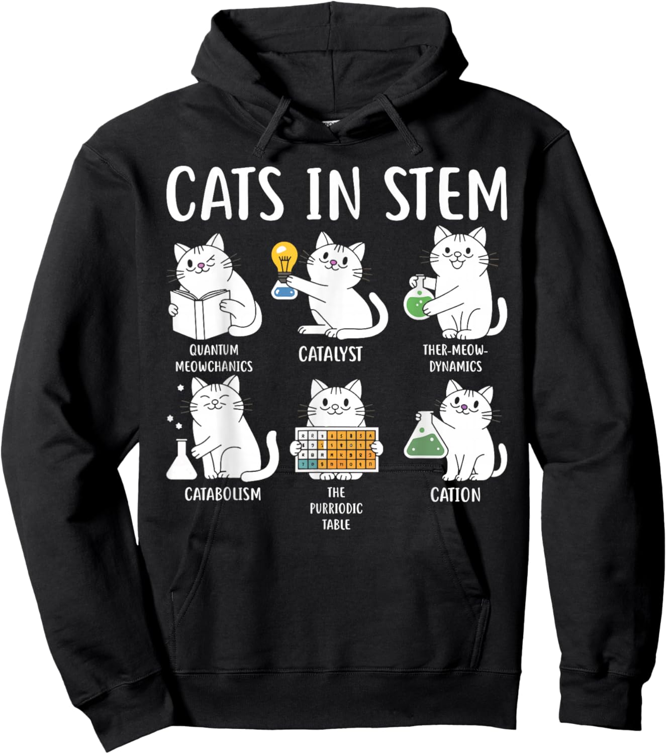 Funny Science Meme Cats In Stem Scientist Nerd Cat Lover Hoodie - Hoodie | Black
