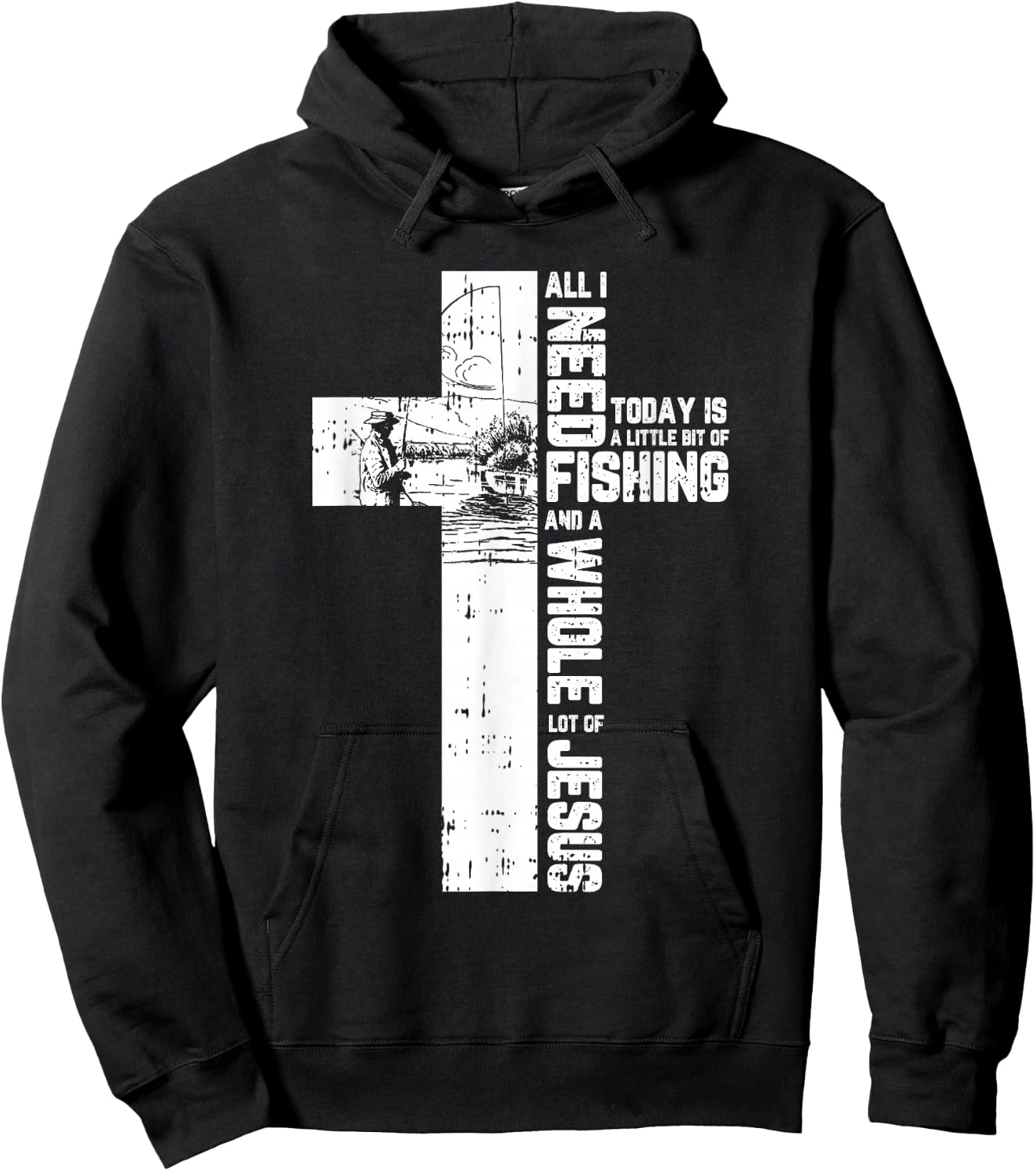Fishing Angler Cross Jesus Christian Quote Fisherman Gifts Hoodie - Hoodie | Black