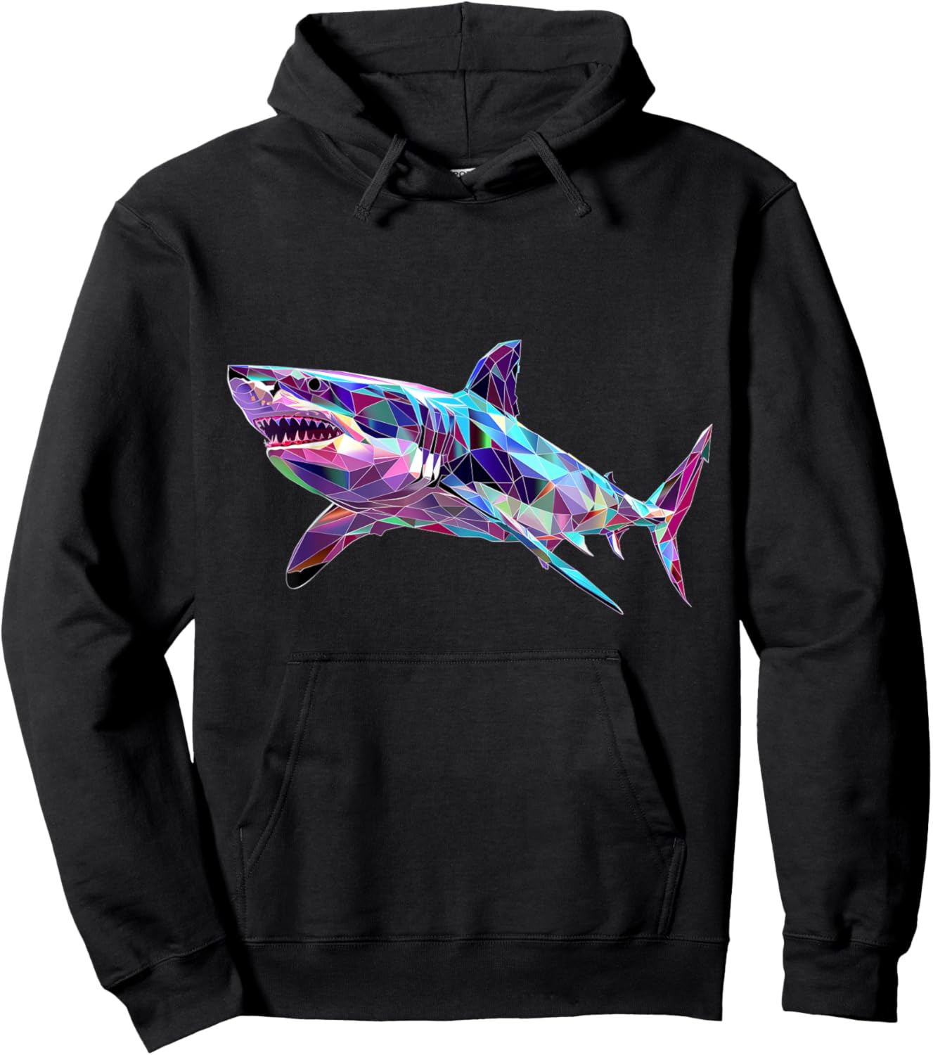 Big White Shark, Polygon Fishing, Diving, Hail Lovers Hoodie - Hoodie | Black