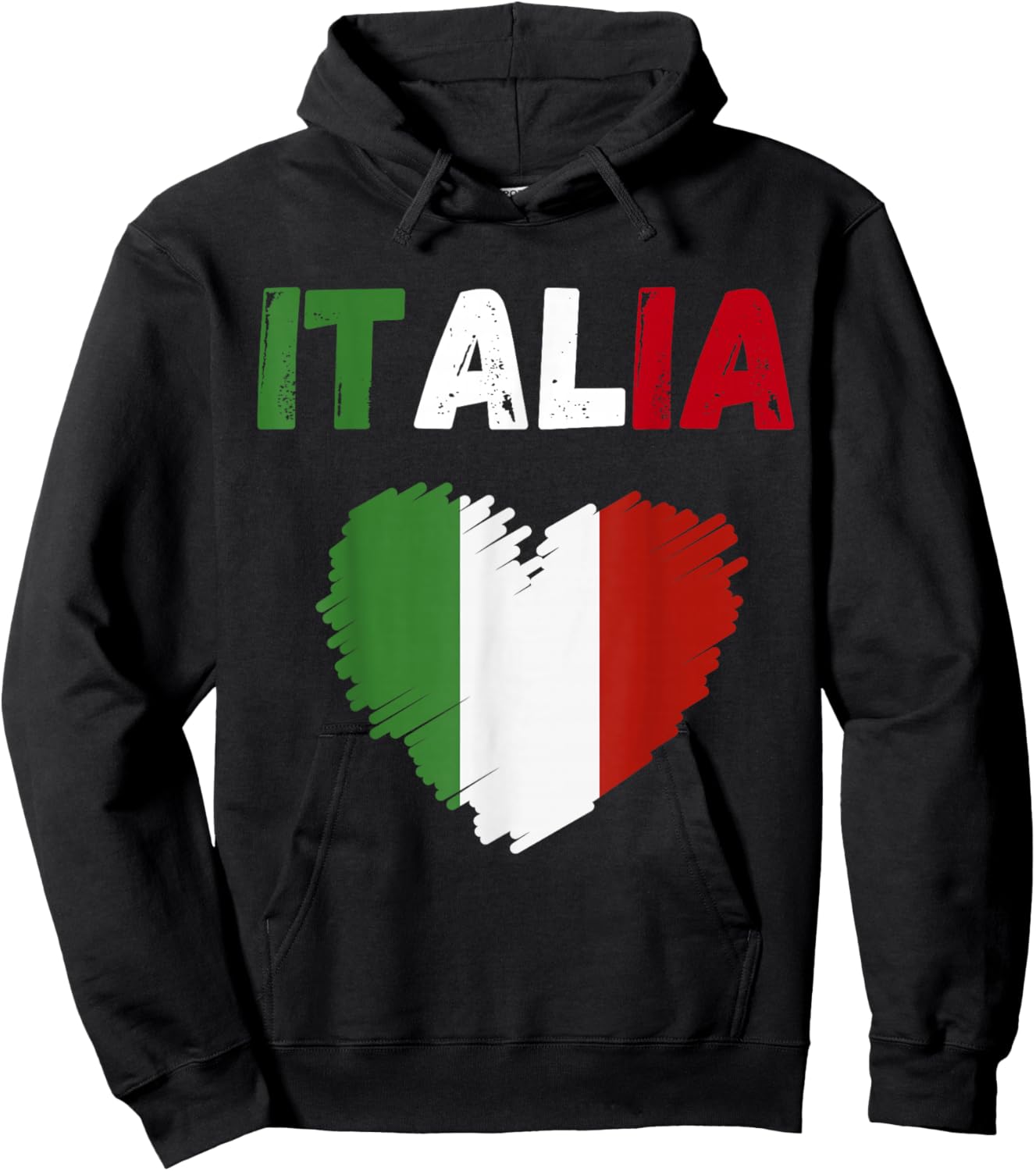 Italy Flag Holiday Italy Heart Italian Flag Hoodie - Hoodie | Black