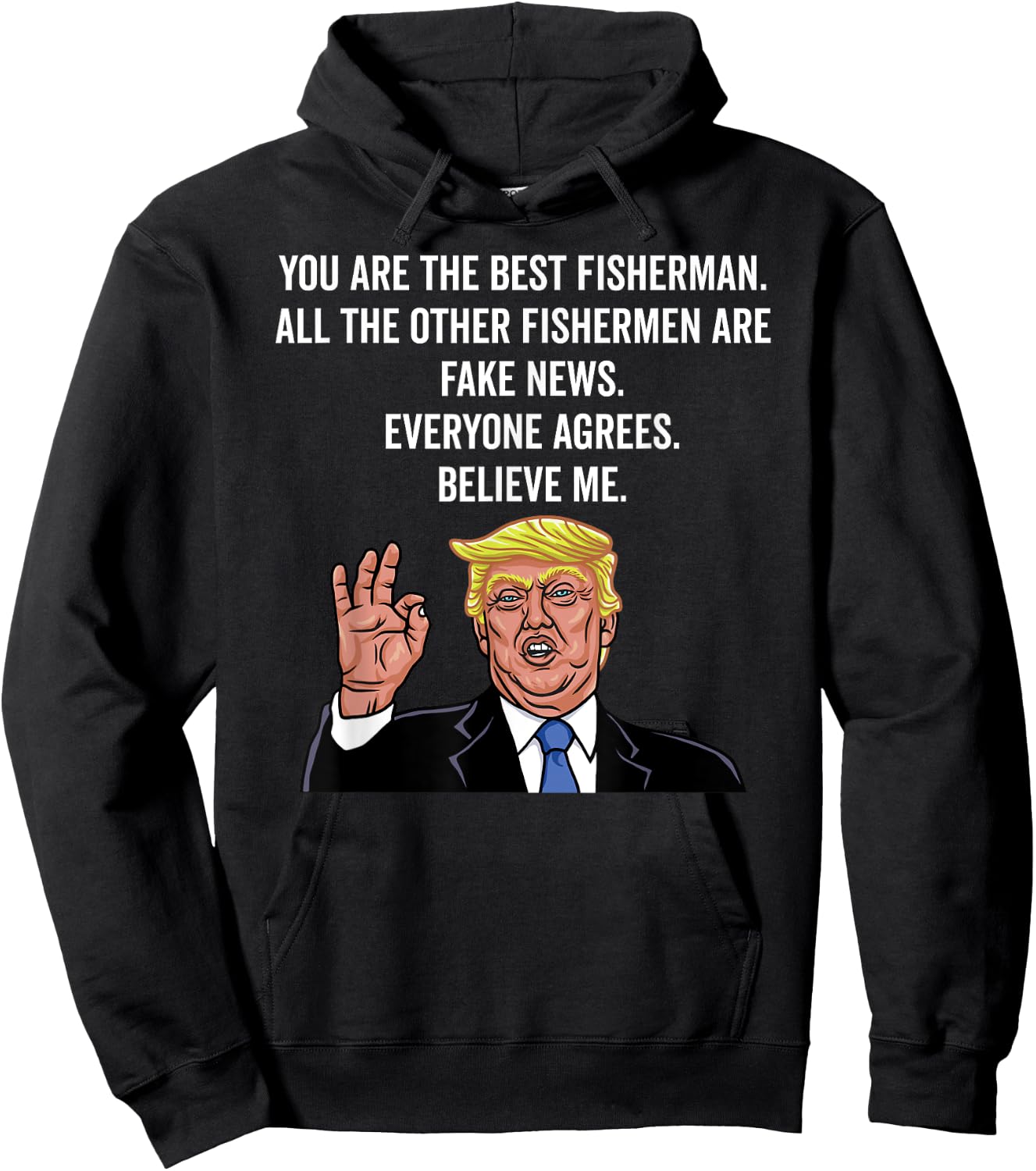 Trump Fisherman Funny Fisher Hook Hoodie - Hoodie | Black