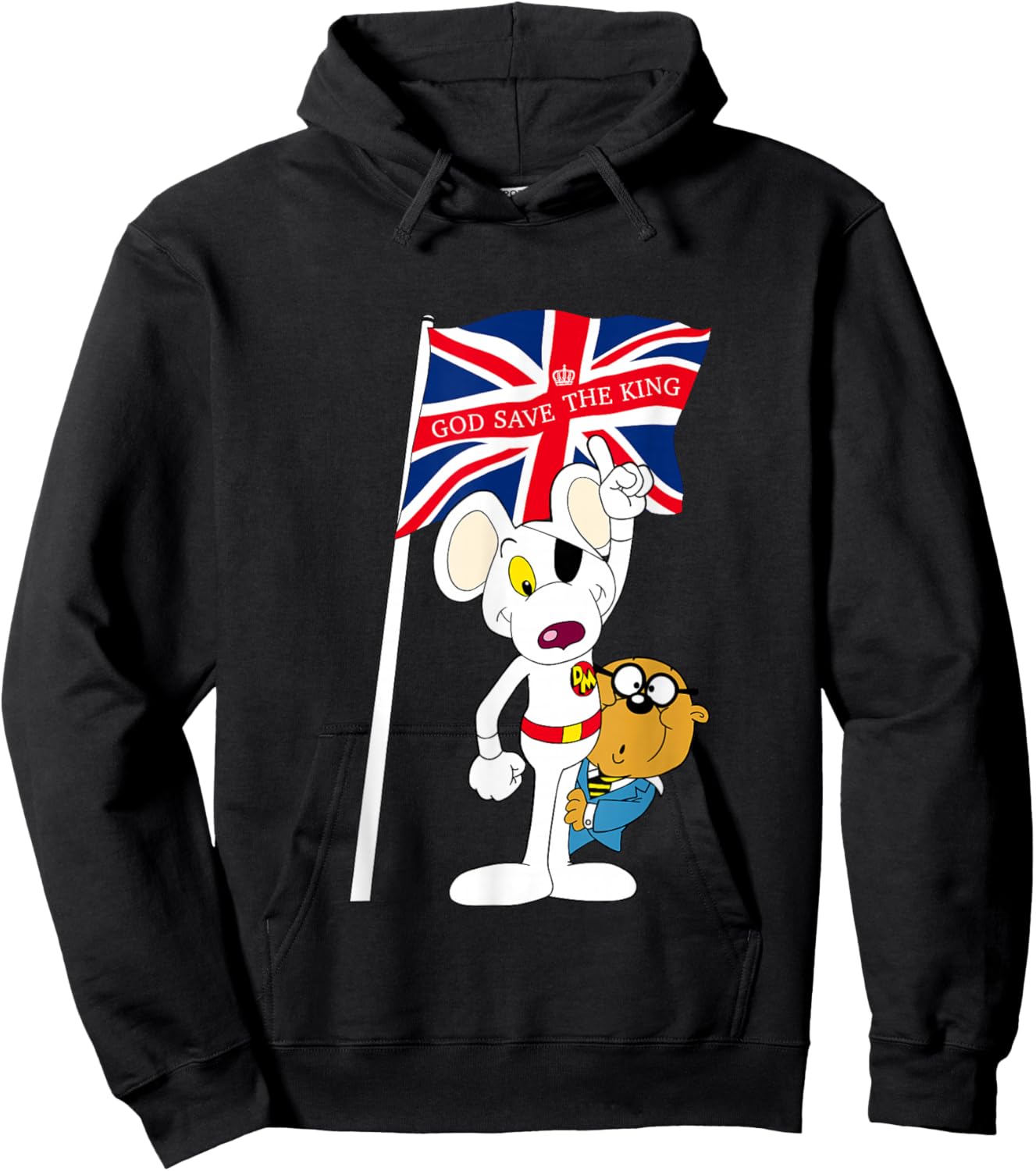 Danger Mouse Union Jack Flag God Save The King Hoodie - Hoodie | Black
