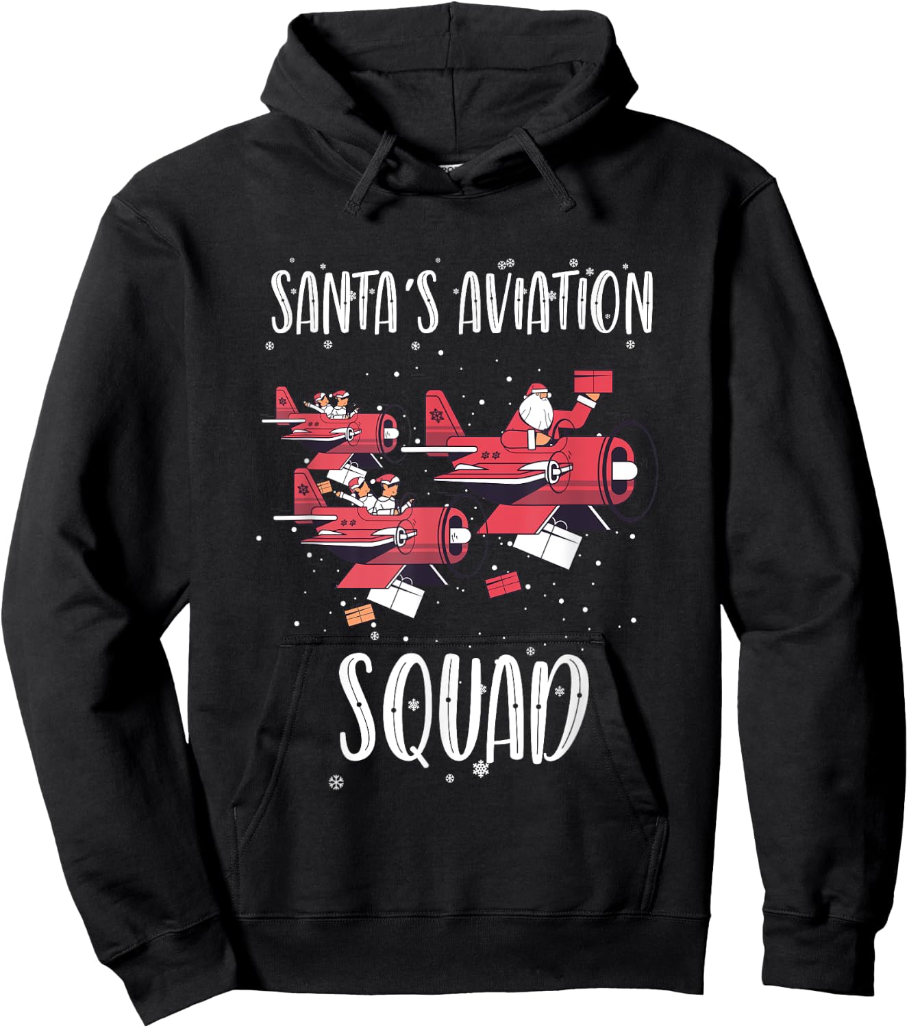Aviation Technician Santa Pilot Holiday Christmas Airplane Hoodie - Hoodie | Black